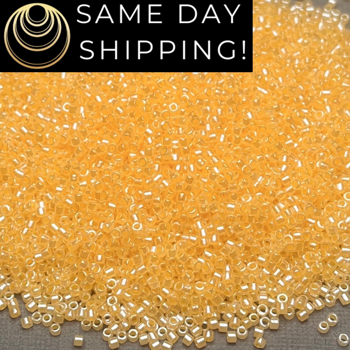 DB0233 SAME DAY SHIPPING! 1 Gram-20 Grams Miyuki 11/0 Delica Beads Lined Crystal Orange Cream Ceylon Luster DB233 -Free Container!