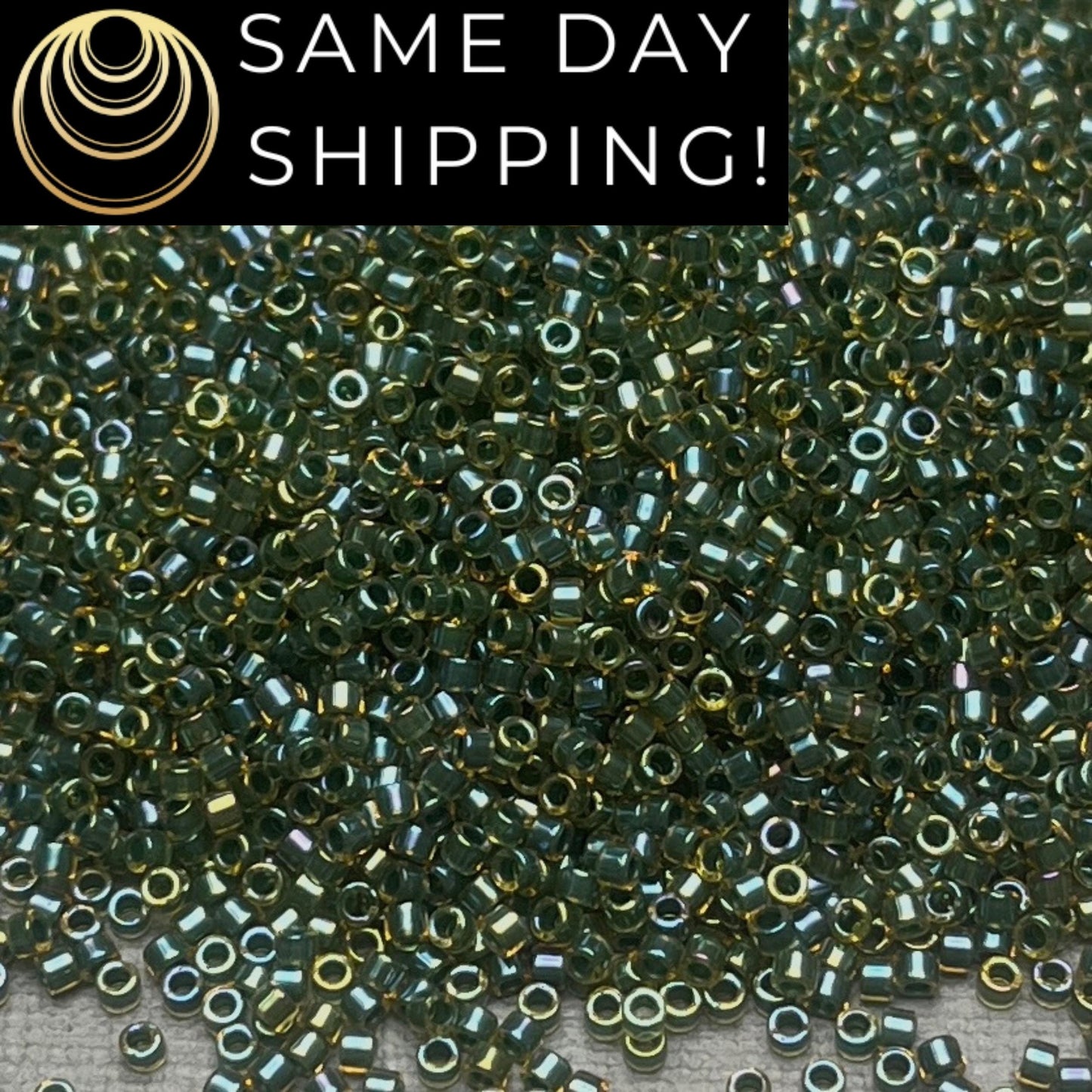 DB0273 SAME DAY Shipping! 1 Gram-20 Grams Miyuki 11/0 Delica Beads Forest Green Lined Topaz AB DB273 -Free Container!