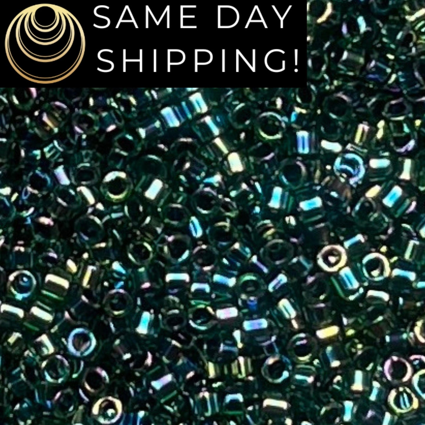 DB276 SAME DAY Shipping! 1 Gram-20 Grams Miyuki 11/0 Delica Beads Lined Emerald AB DB0276 -Free Container!