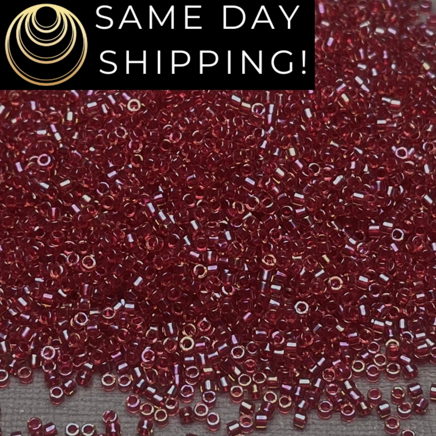 DB282 SAME DAY SHIPPING! 1 Gram-20 Grams Miyuki 11/0 Delica Beads Cranberry Lined Light Topaz Luster DB0282 -Free Container!
