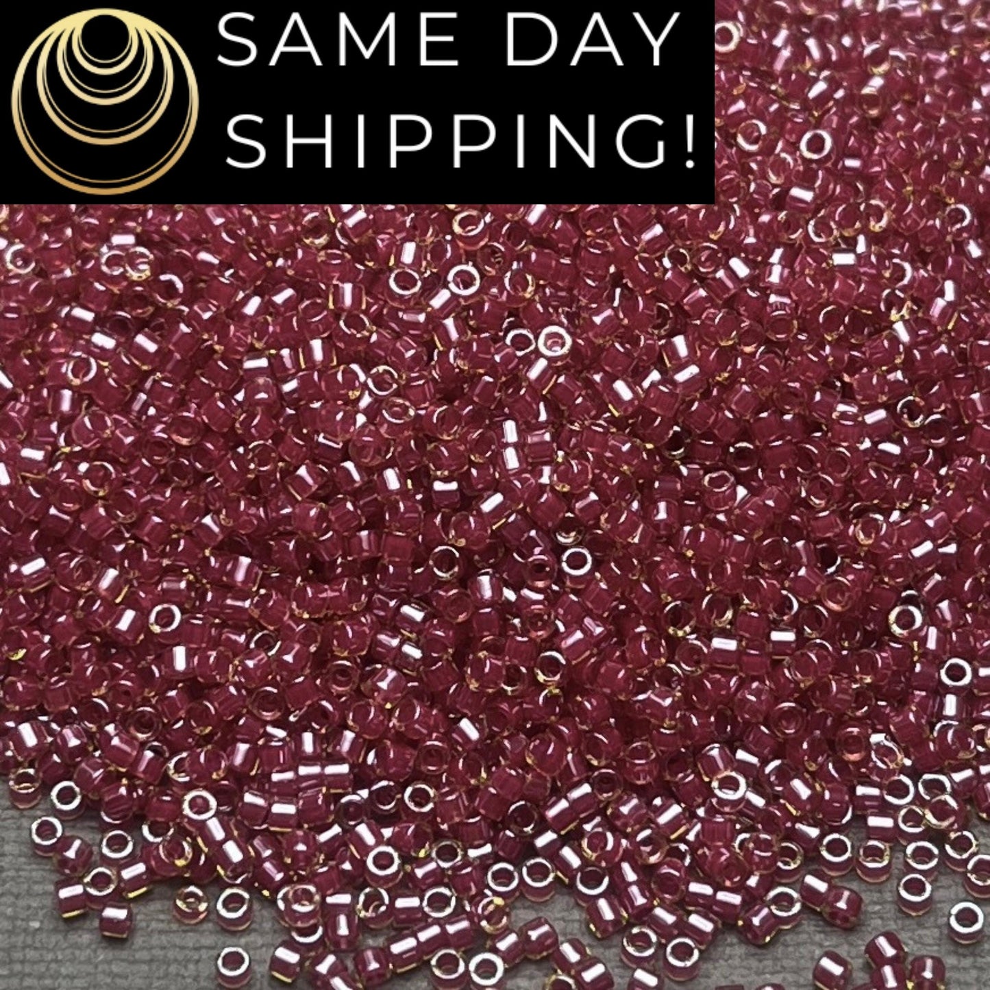 DB283 SAME DAY SHIPPING! 1 Gram-20 Grams Miyuki 11/0 Delica Beads Cranberry Lined Peridot Luster DB0283 -Free Container!