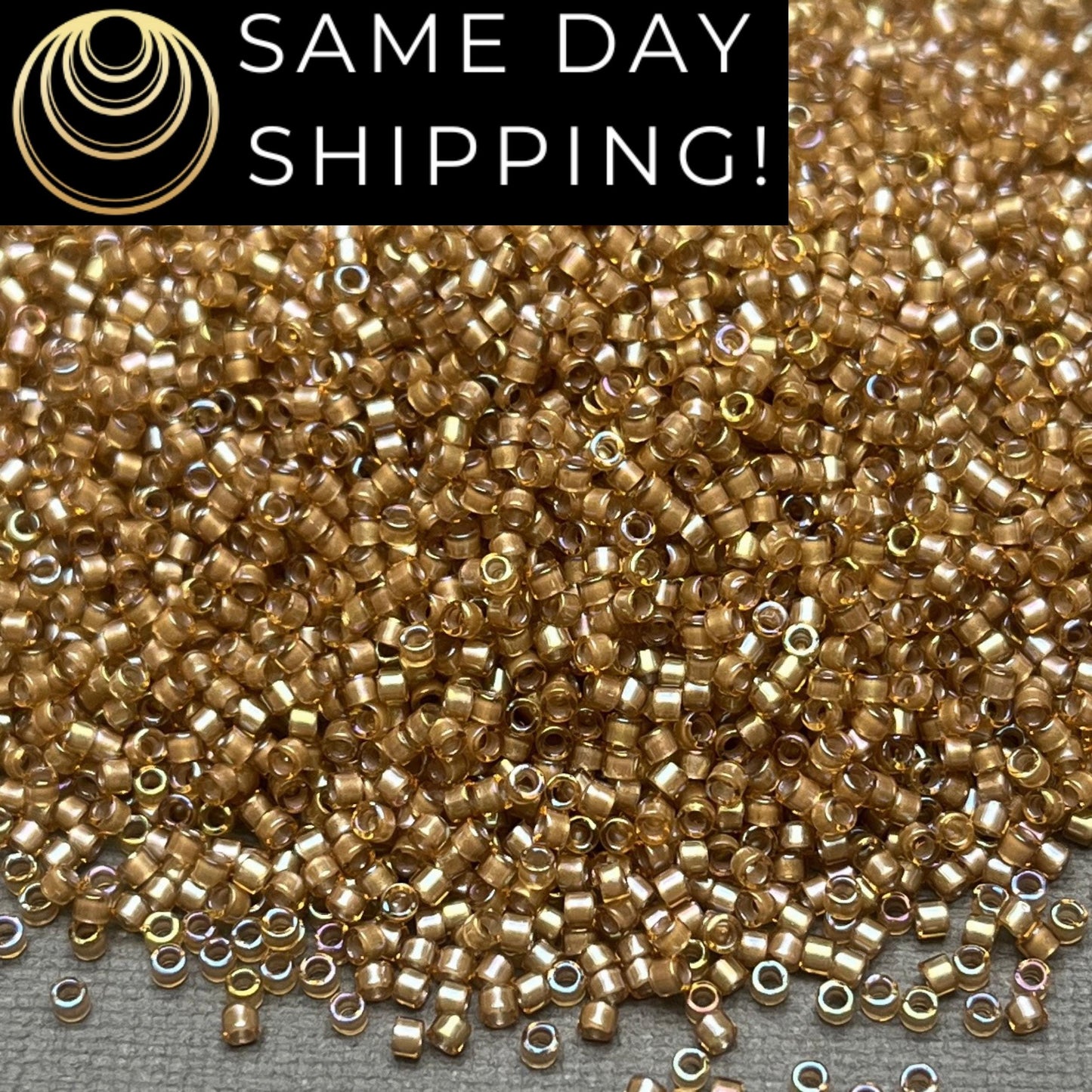 DB288 SAME Day Shipping! 1 Gram-20 Grams Miyuki 11/0 Delica Beads White Lined Saffron AB -Free Container! DB0288 DB-288