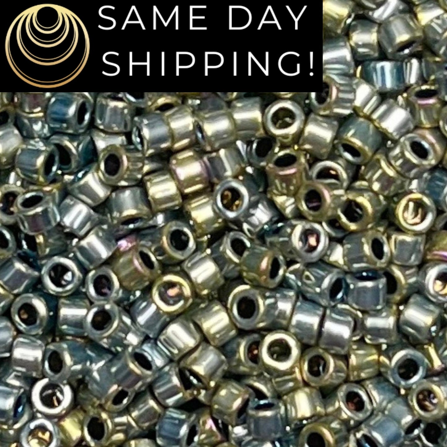 DB546 Same Day Shipping! 1 Gram -20 Grams Miyuki 11/0 Delica Beads Palladium Plated Silver Gold Iris AB-Free Container! DB0546 DB-546