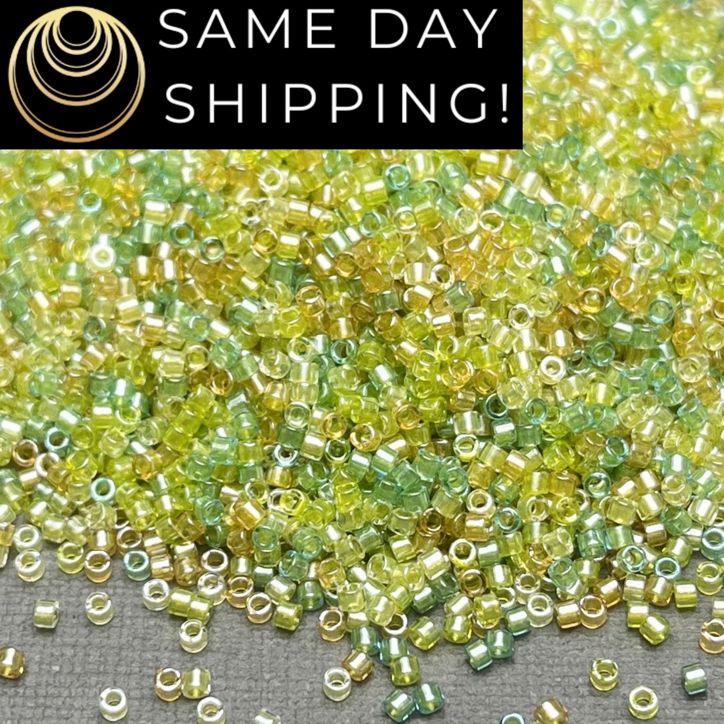 DB983 Same Day Shipping! 1 Gram-20 Grams Miyuki 11/0 Delica Beads Sparkling Lemon Lime Mix -Free Container! DB0983 DB-983
