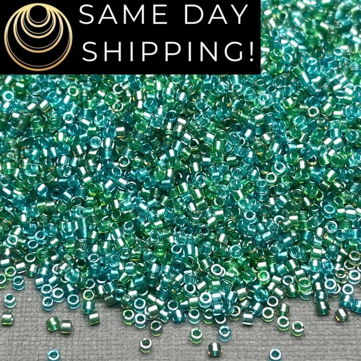 DB984 Same Day Shipping! 1 Gram-20 Grams Miyuki 11/0 Delica Beads Sparkling Lined Aqua Fresco Mix -Free Container! DB0984 DB-984