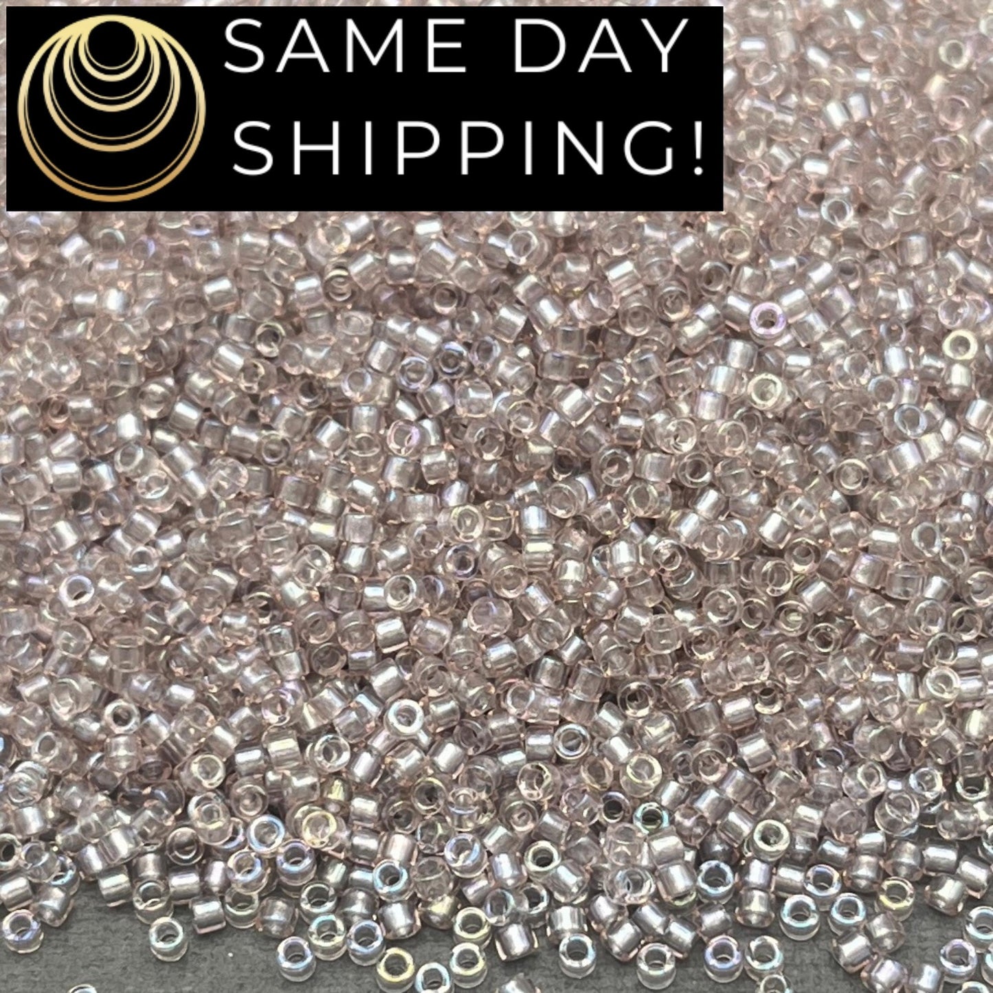 DB1771 SAME DAY Shipping! 1 Gram up to 20 Grams Miyuki 11/0 Delica Beads Sparkling Pewter Lined Light Tea Rose AB -Free Container!