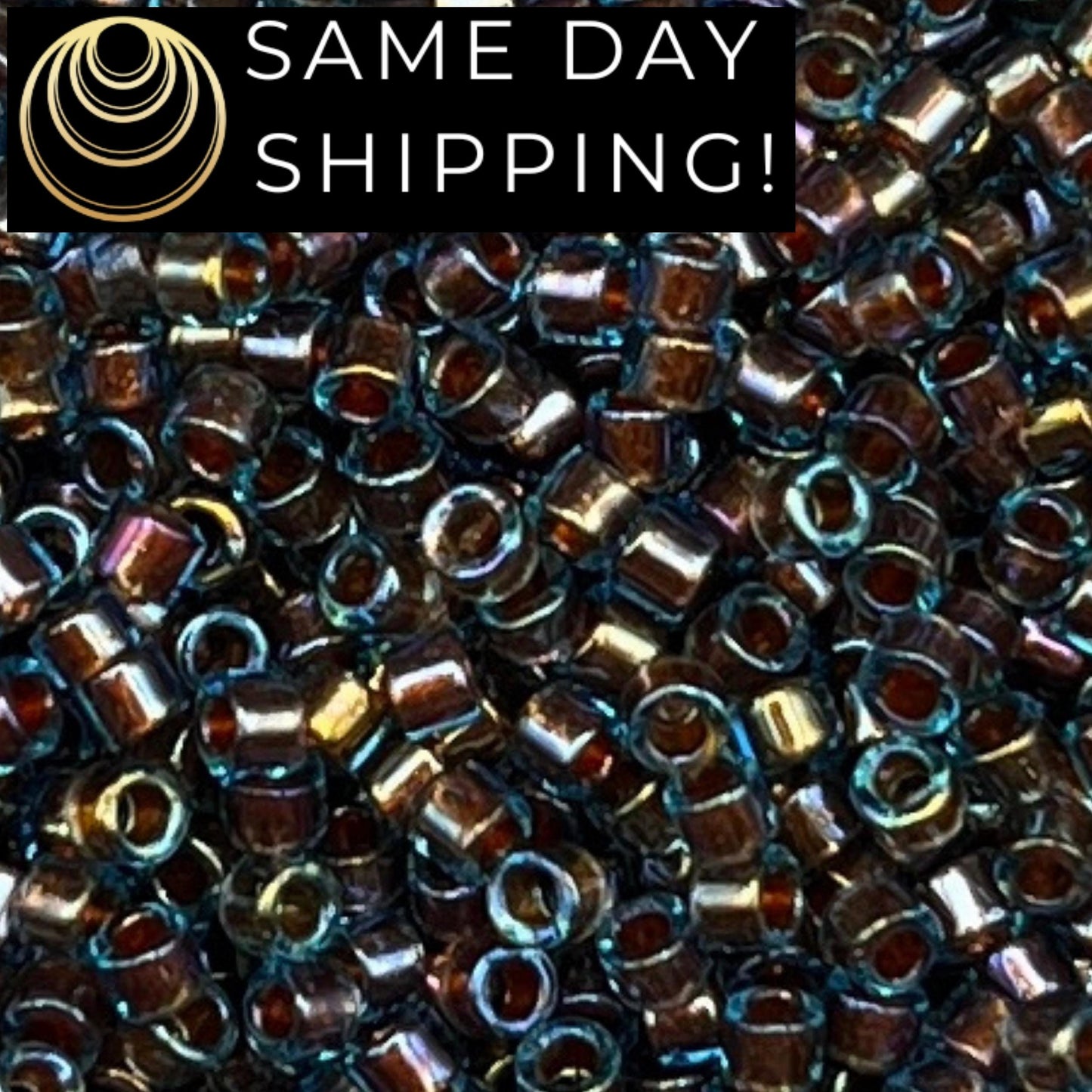 DB1775 SAME DAY Shipping! 1 Gram up to 20 Grams Miyuki 11/0 Delica Beads Blue/Gold Inside Color Lined AB -Free Container!