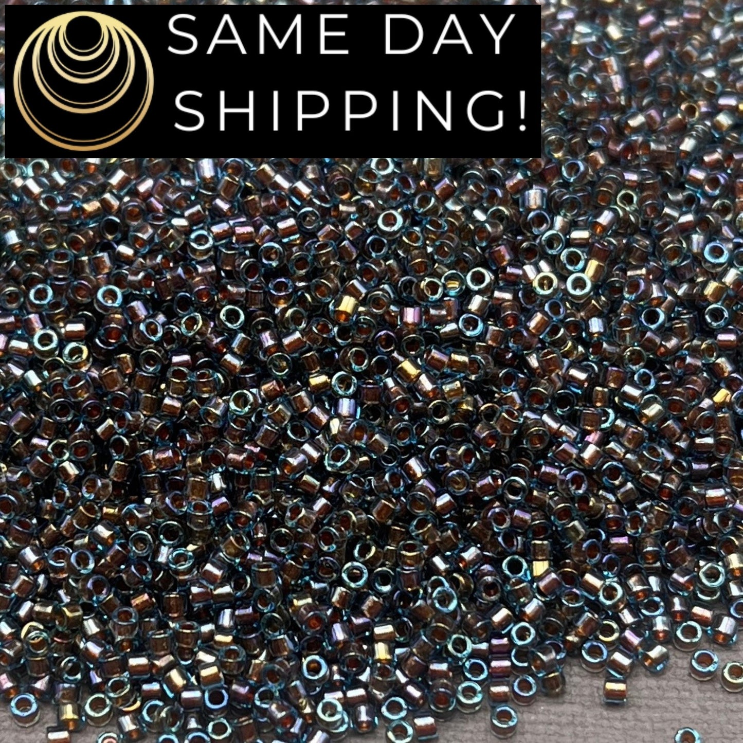 DB1775 SAME DAY Shipping! 1 Gram up to 20 Grams Miyuki 11/0 Delica Beads Blue/Gold Inside Color Lined AB -Free Container!