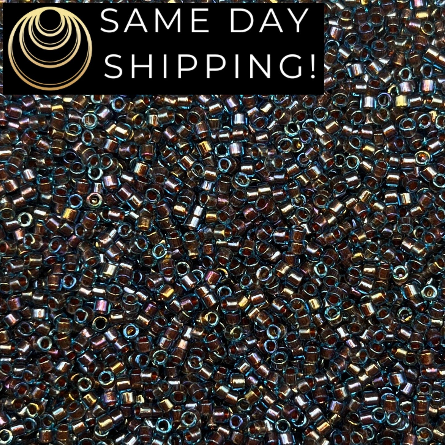 DB1775 SAME DAY Shipping! 1 Gram up to 20 Grams Miyuki 11/0 Delica Beads Blue/Gold Inside Color Lined AB -Free Container!