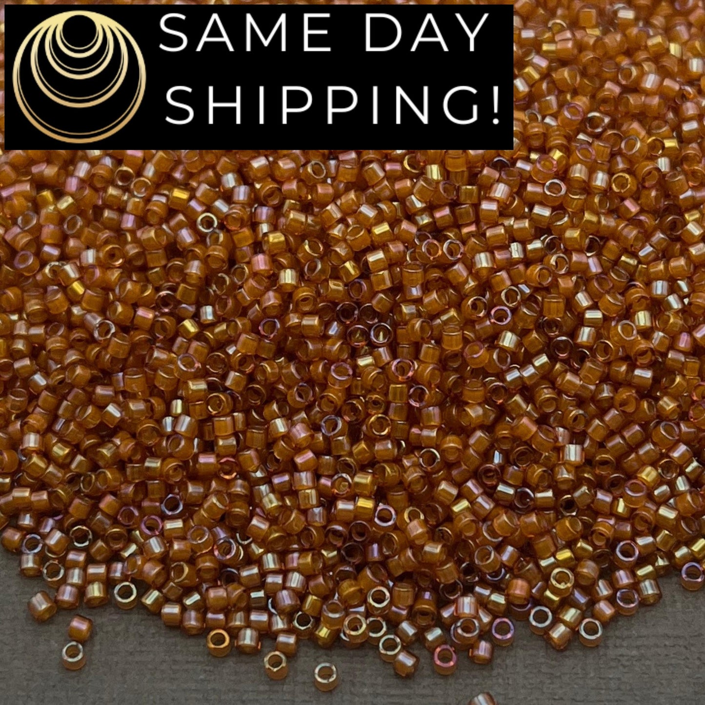 DB1734 SAME DAY Shipping! 1 Gram up to 20 Grams Miyuki 11/0 Delica Beads Beige Lined Topaz AB -Free Container!