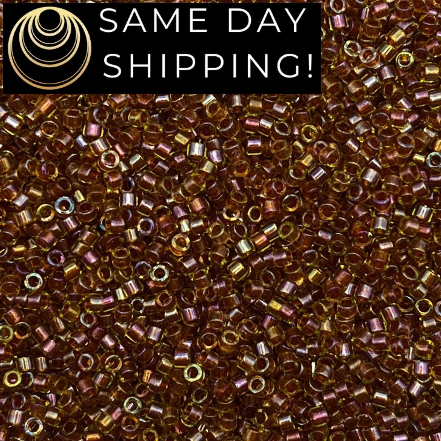 DB1735 SAME DAY SHIPPING! 1 Gram up to 20 Grams Miyuki 11/0 Delica Beads Sparkling Dark Topaz Lined Chartreuse Luster -Free Container!