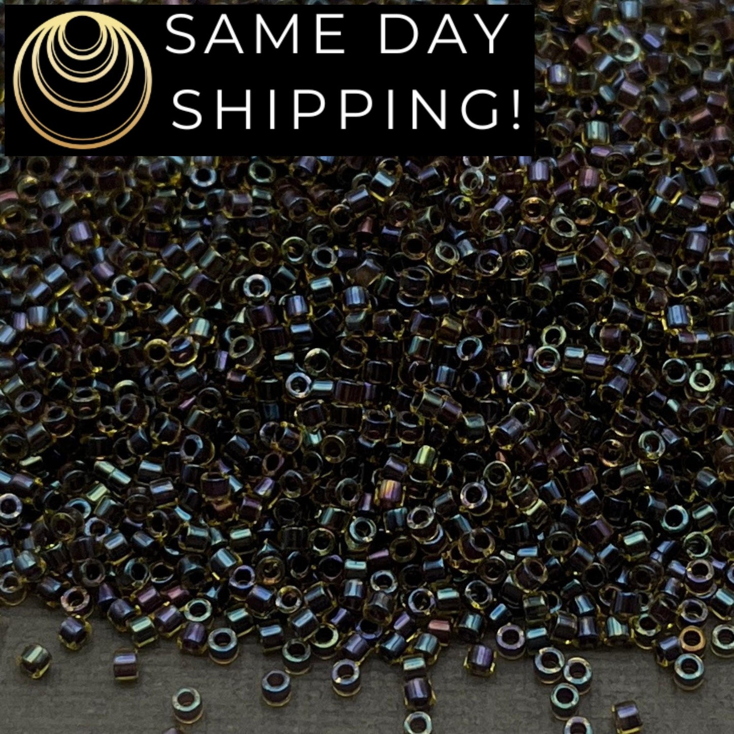DB1740 SAME DAY Shipping! 1 Gram up to 20 Grams Miyuki 11/0 Delica Beads Dark Amethyst Lined Chartreuse AB-Free Container!