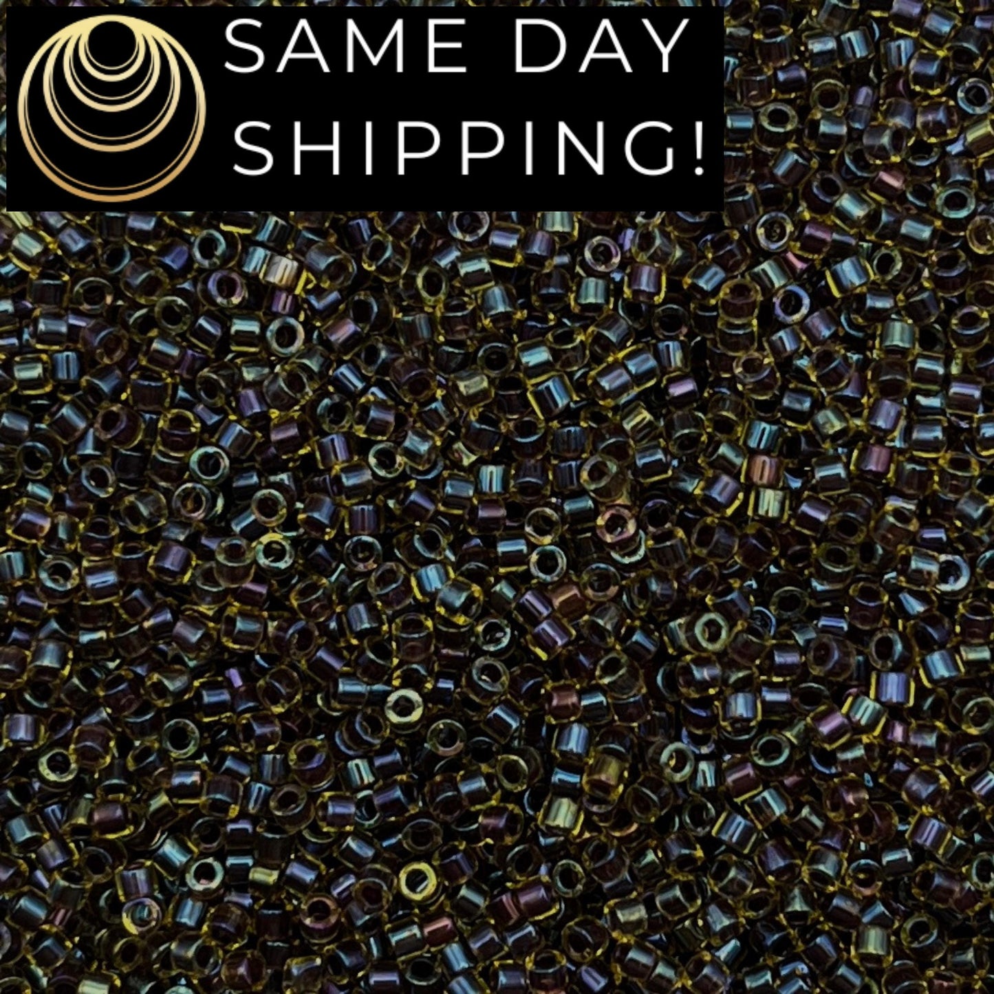 DB1740 SAME DAY Shipping! 1 Gram up to 20 Grams Miyuki 11/0 Delica Beads Dark Amethyst Lined Chartreuse AB-Free Container!