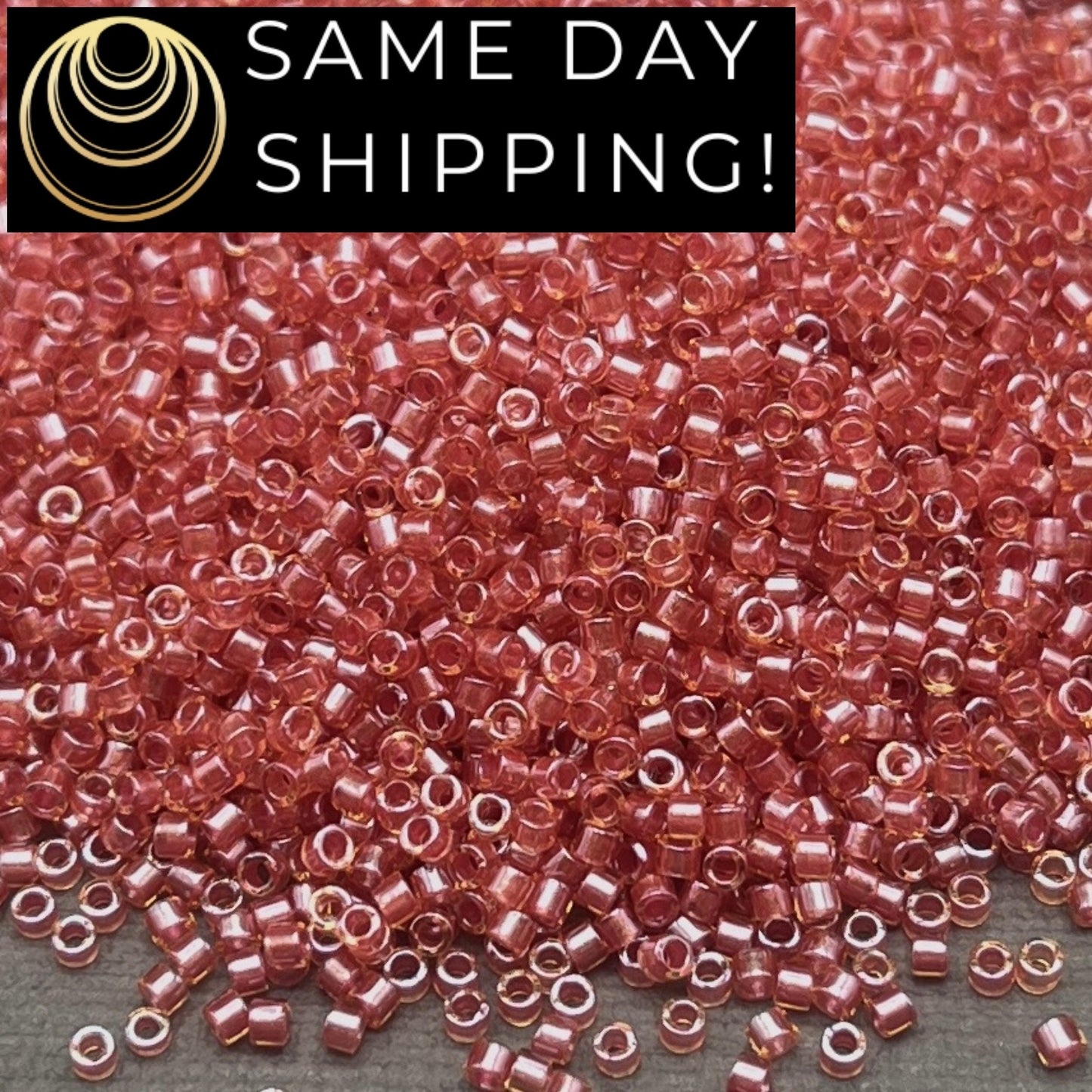 DB0913 SAME DAY SHIPPING! 1 Gram up to 20 Grams Miyuki 11/0 Delica Beads Sparkling Salmon Lined Topaz DB913 -Free Container!