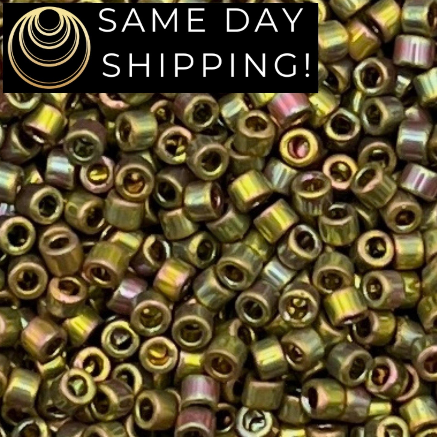DB508 SAME DAY SHIPPING! 1 Gram up to 20 Grams Miyuki 11/0 Delica Beads 24kt Green Gold Iris DB0508 -Free Container!