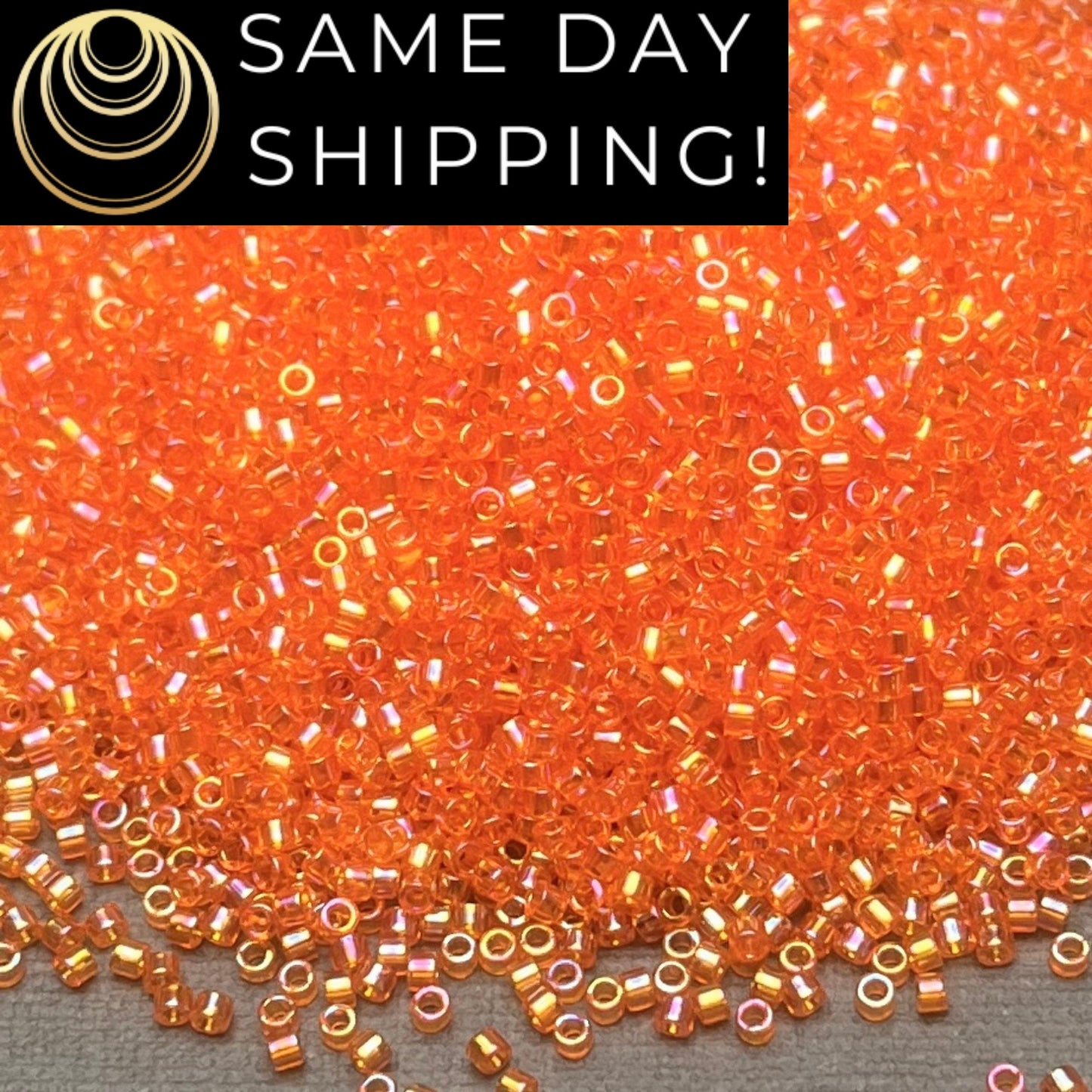DB0151 SAME DAY Shipping! 1 Gram-20 Grams Miyuki 11/0 Delica Beads Transparent Orange AB DB151-Free Container!