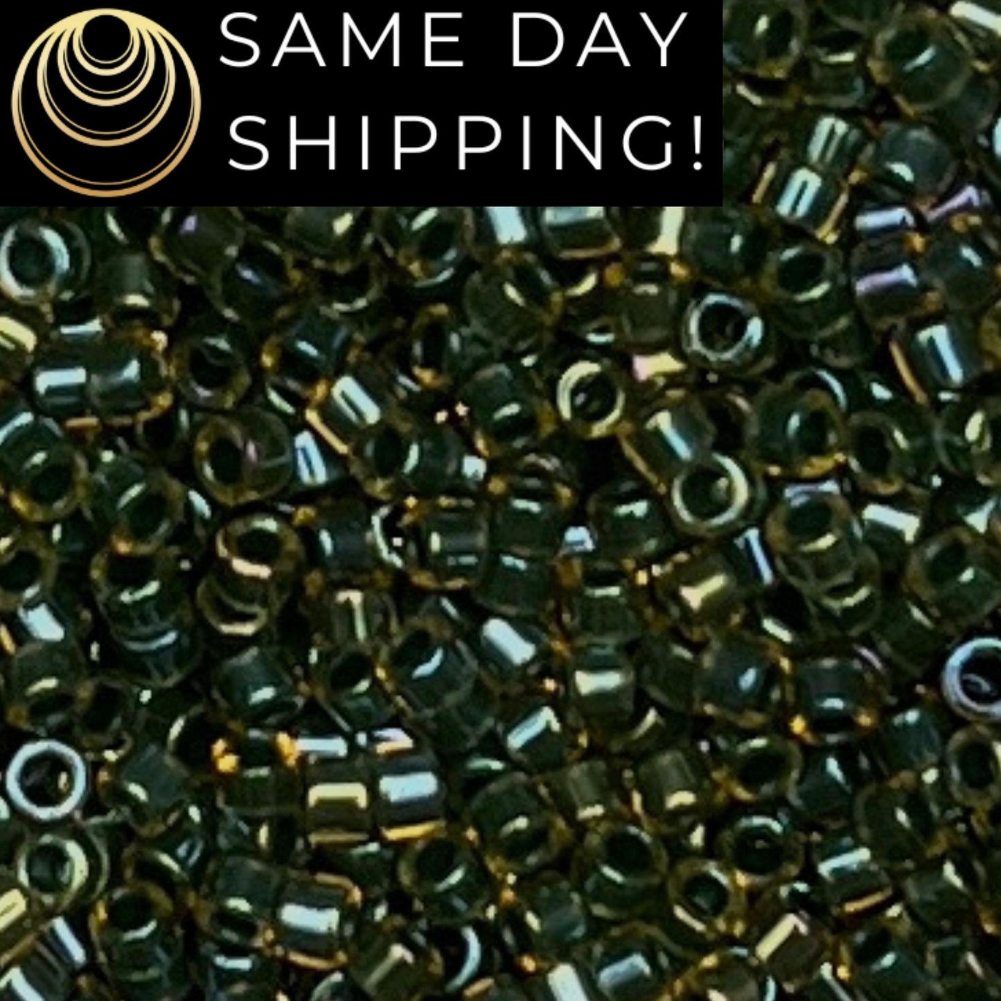 DB0273 SAME DAY Shipping! 1 Gram-20 Grams Miyuki 11/0 Delica Beads Forest Green Lined Topaz AB DB273 -Free Container!