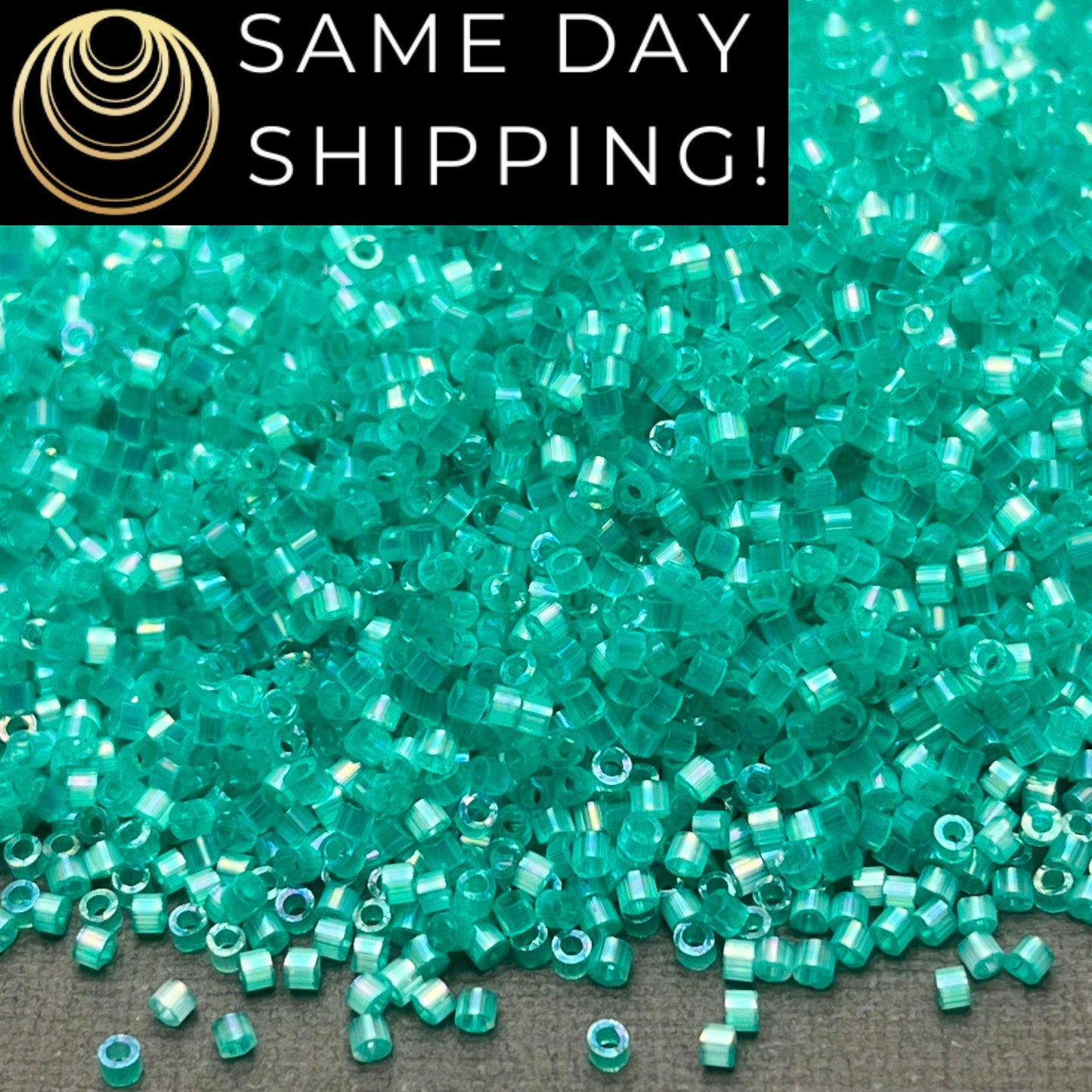 DB1869 (1 Gram -20 Grams) Miyuki Size 11/0 Delica Beads Silk Inside Dyed Aqua Green AB-Free Container! Same Day Shipping! DB-1869
