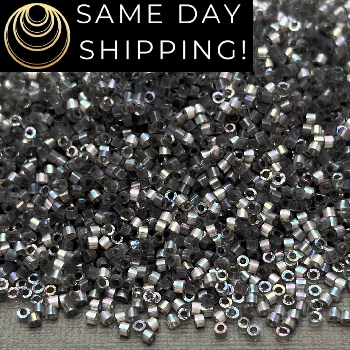 DB1872 (1 Gram -20 Grams) Miyuki Size 11/0 Delica Beads Silk Inside Dyed Rustic Gray-Free Container! Same Day Shipping!