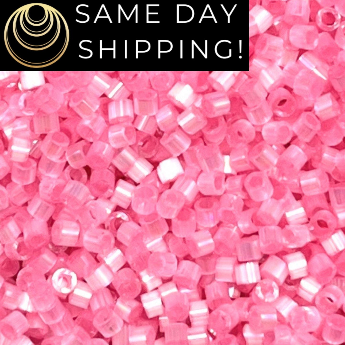DB1875 (1 Gram -20 Grams) Miyuki Size 11/0 Delica Beads Silk Inside Dyed Lt Carnation AB-Free Container! Same Day Shipping!