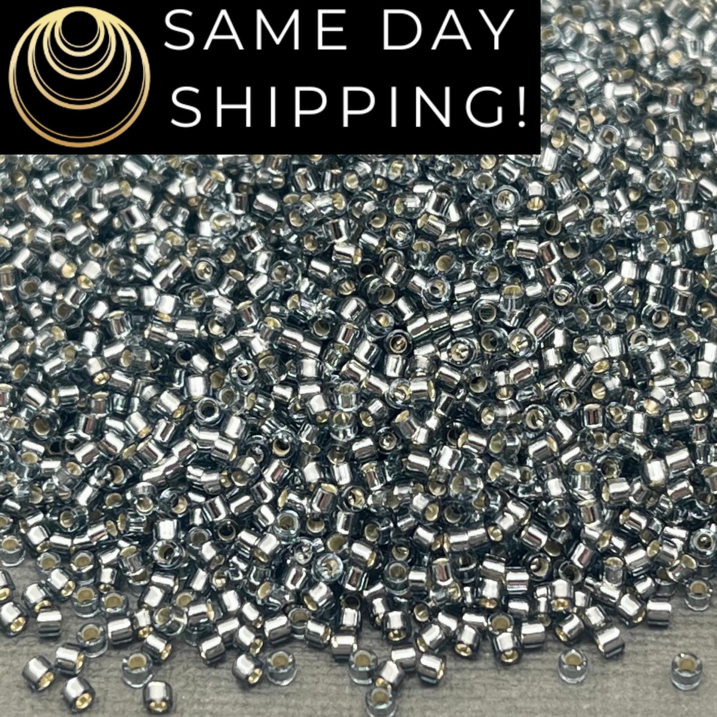DB048 (1 gram-20 grams) Miyuki Size 11/0 Delica Beads Silver Lined Light Gray-Free Container! Same Day Shipping! DB0048, DB-48