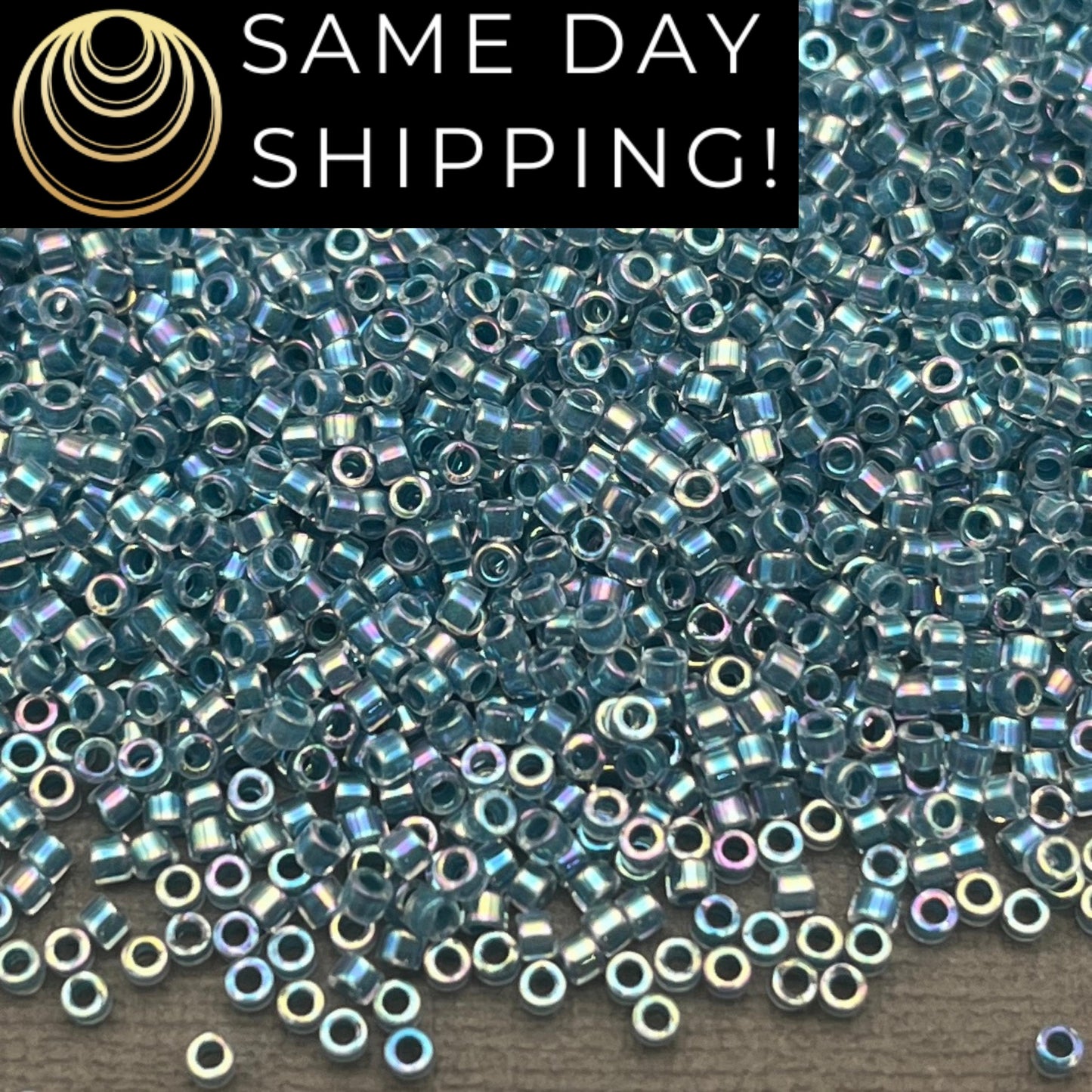 DB058 (1 gram-20 grams) Miyuki Size 11/0 Delica Beads Marine Blue Lined Crystal AB-Free Container! Same Day Shipping!