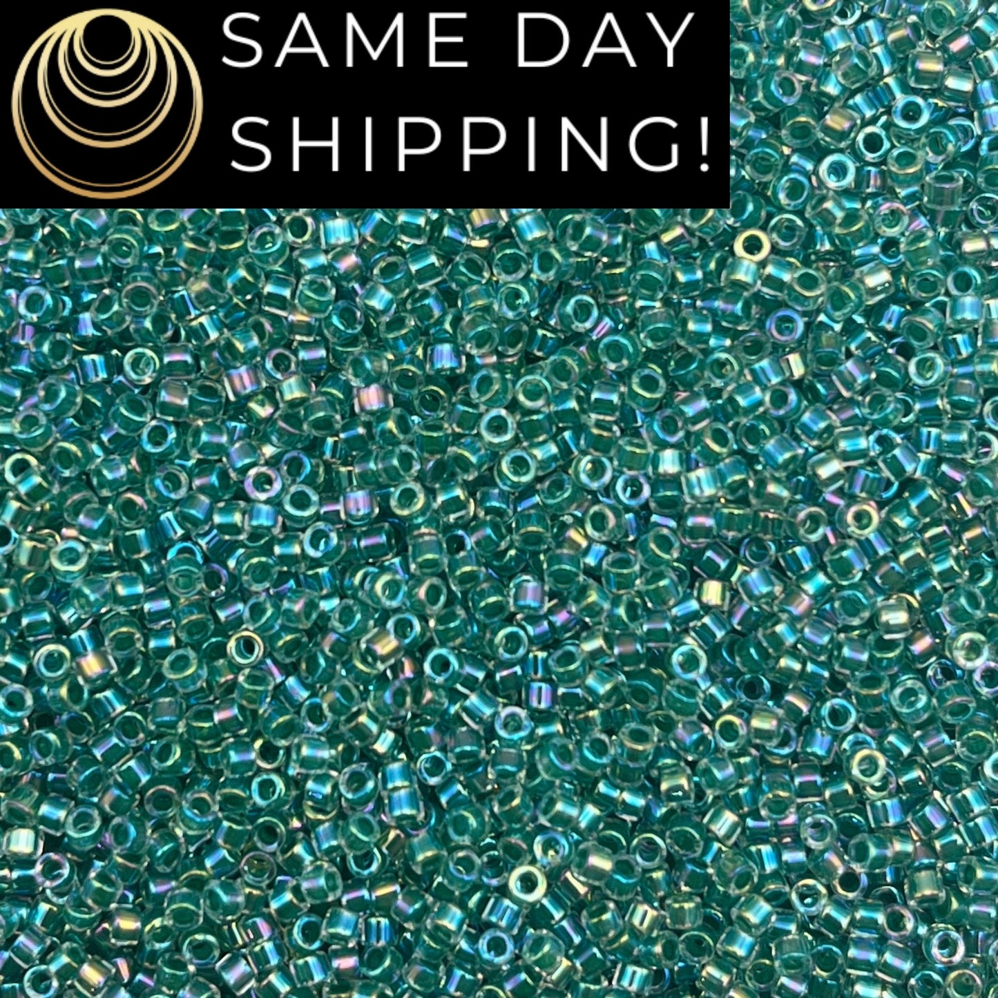 DB060 (1 gram-20 grams) Miyuki Size 11/0 Delica Beads Lime Lined Crystal AB-Free Container! Same Day Shipping!