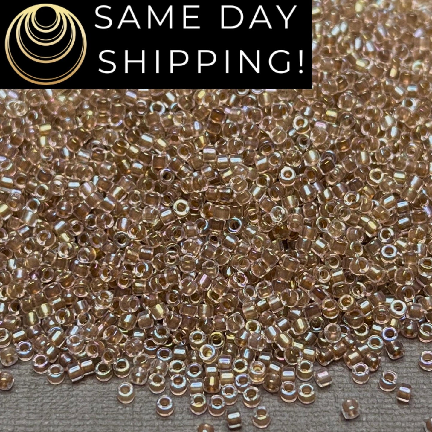 DB064 (1 gram-20 grams) Miyuki Size 11/0 Delica Beads Taupe Lined Crystal AB-Free Container! Same Day Shipping!