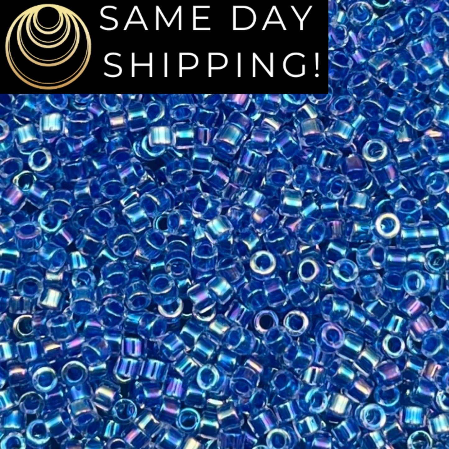 DB077 (1 gram-20 grams) Miyuki Size 11/0 Delica Beads Blue Lined Crystal AB-Free Container! Same Day Shipping!