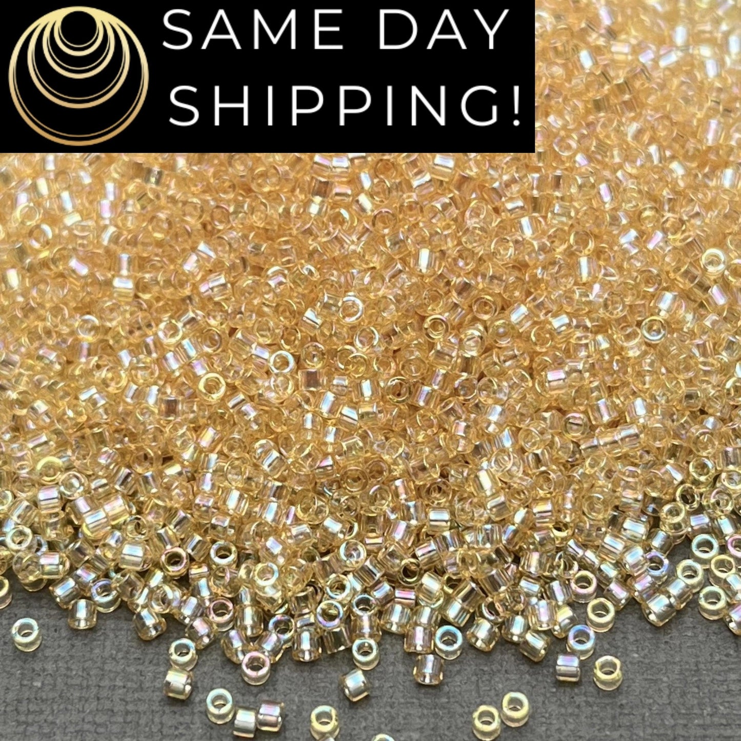 DB1252 (1 gram-20 grams) Miyuki Size 11/0 Delica Beads Transparent Crystal Ivory Luster-Free Container! Same Day Shipping!