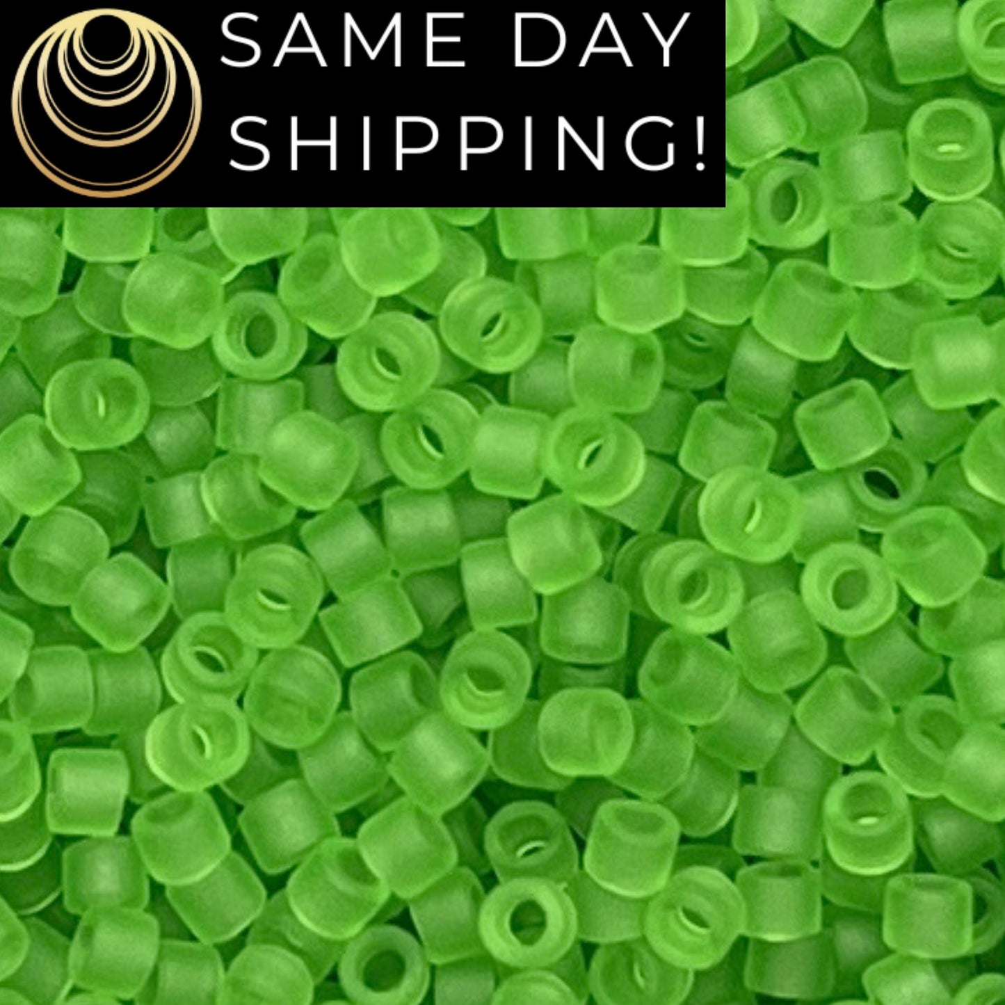 DB1266 (1 gram-20 grams) Miyuki Size 11/0 Delica Beads Matte Transparent Lime Green-Free Container! Same Day Shipping!