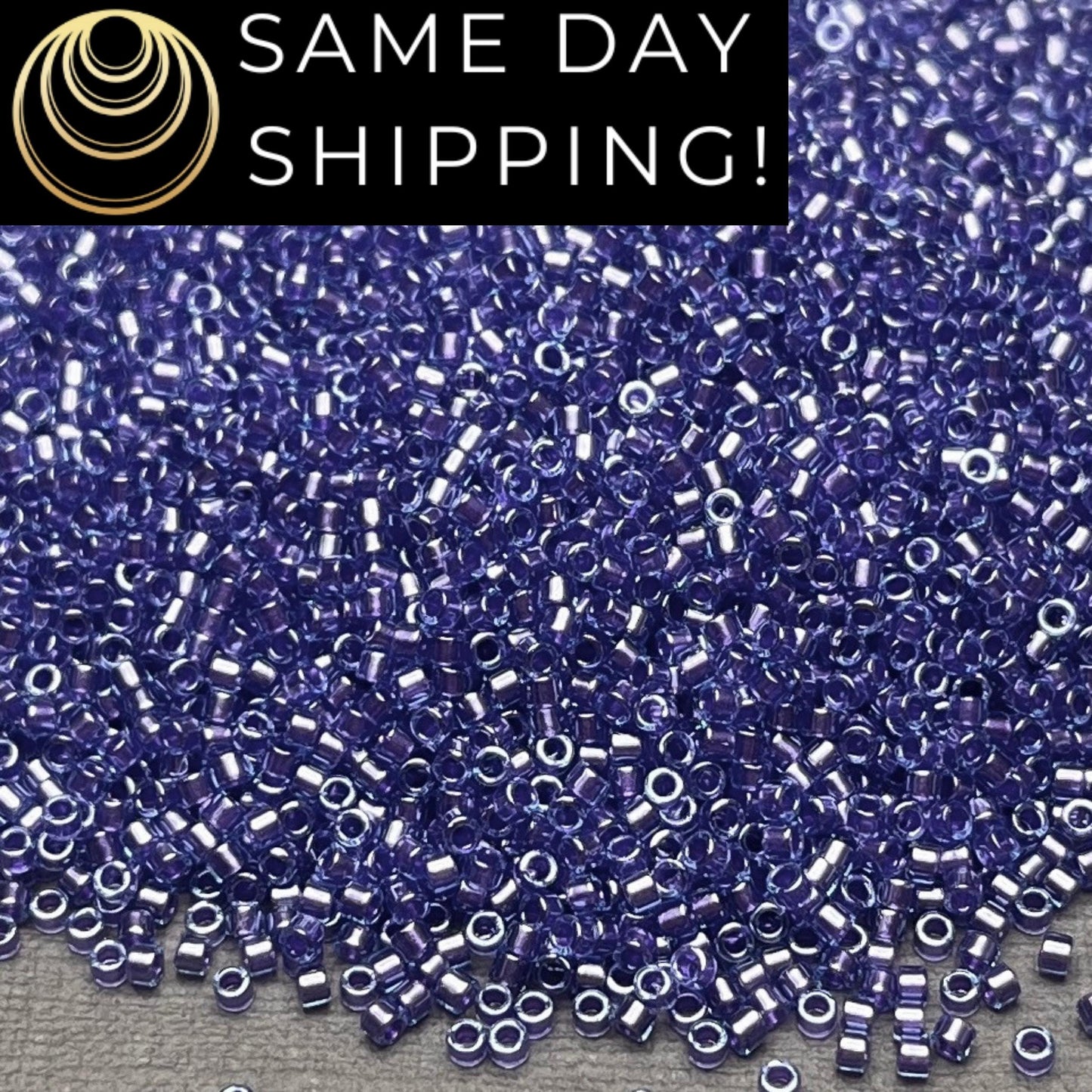 DB284 SAME DAY Shipping! 1 Gram-20 Grams Miyuki 11/0 Delica Beads Purple Lined Aqua Luster -Free Container! DB0284 DB-284