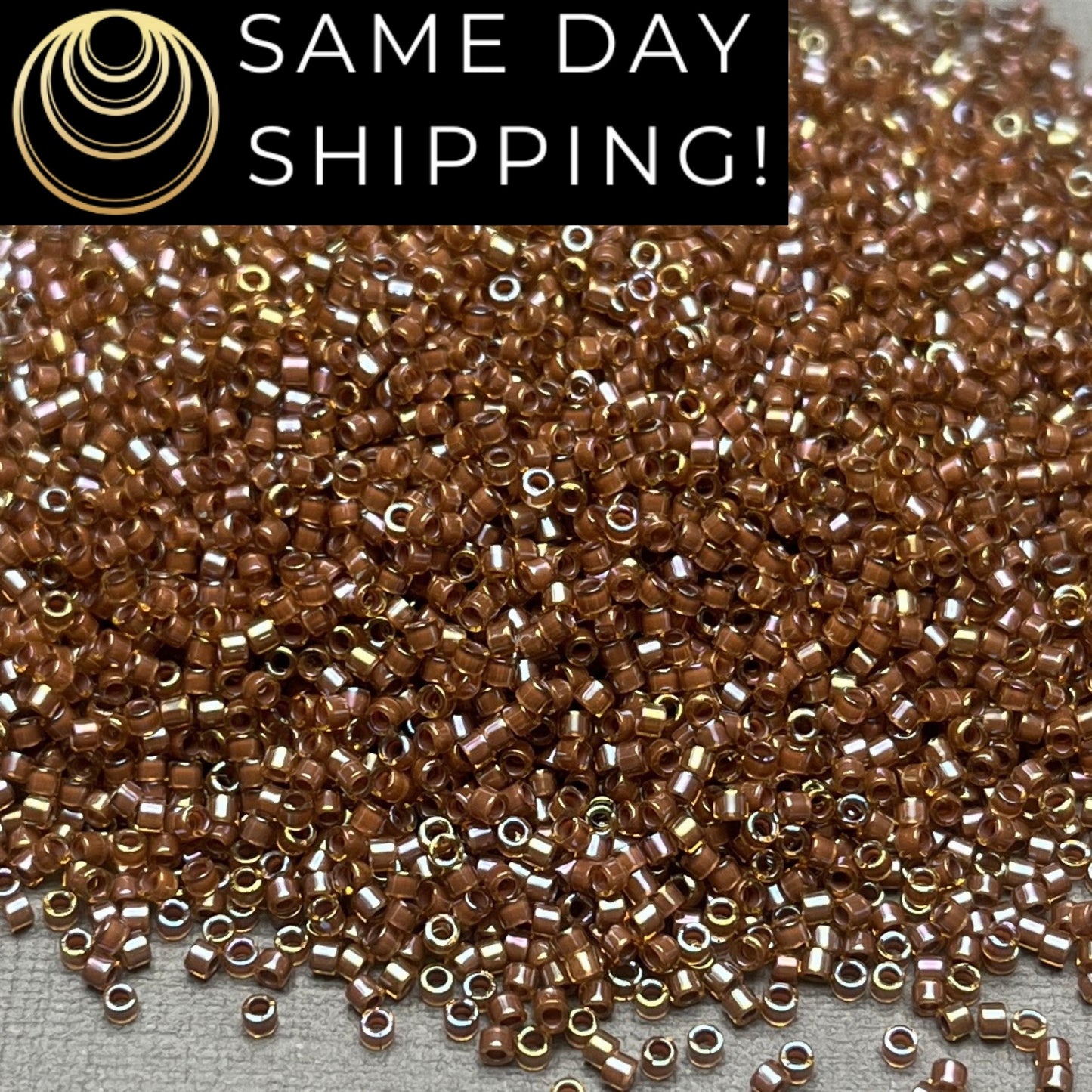 DB287 SAME DAY Shipping! 1 Gram-20 Grams Miyuki 11/0 Delica Beads Cinnamon Lined Topaz Luster -Free Container! DB0287 DB-287