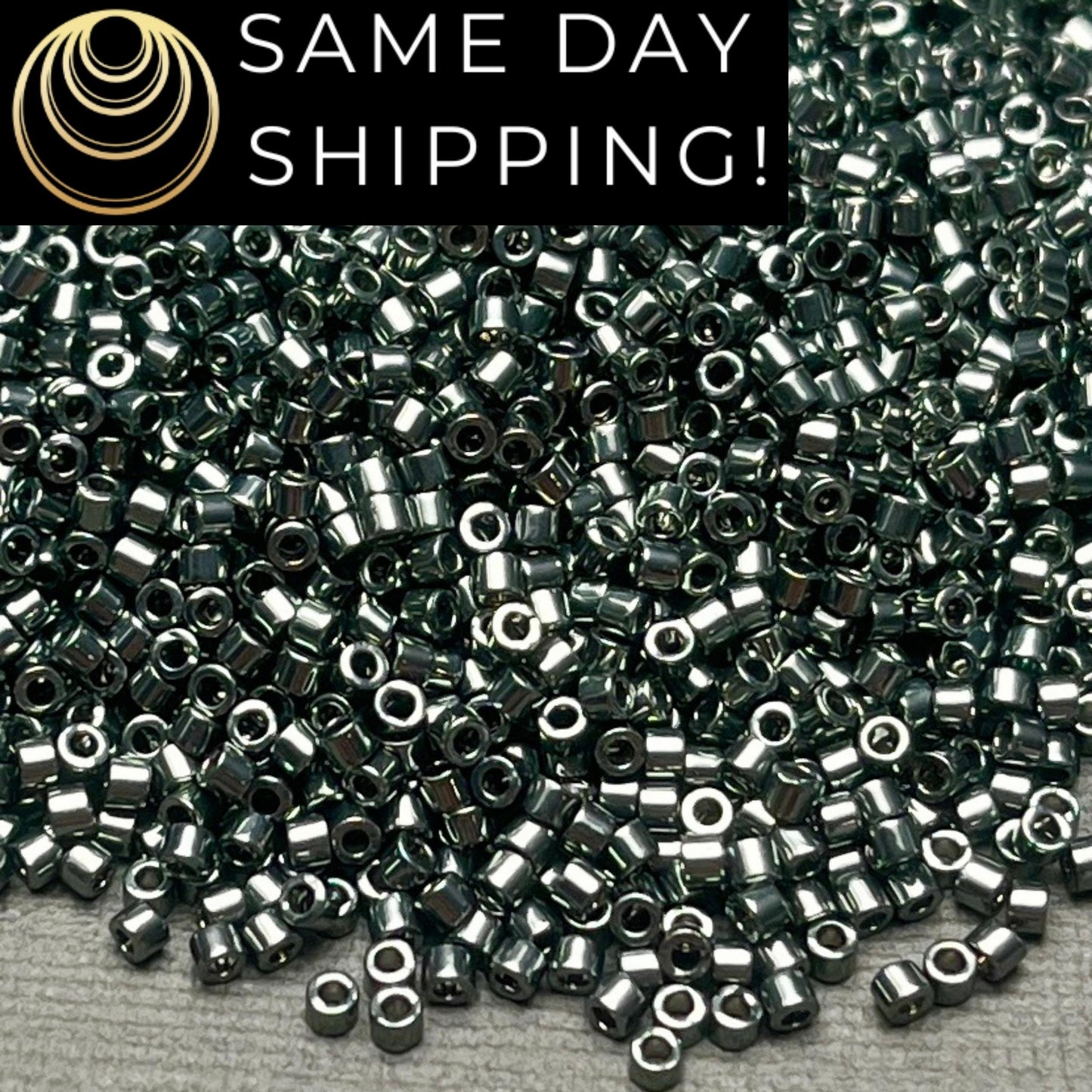 DB457 Same Day Shipping! 1 Gram-20 Grams Miyuki 11/0 Delica Beads Galvanized Dark Steel Green -Free Container! DB0457 DB-457