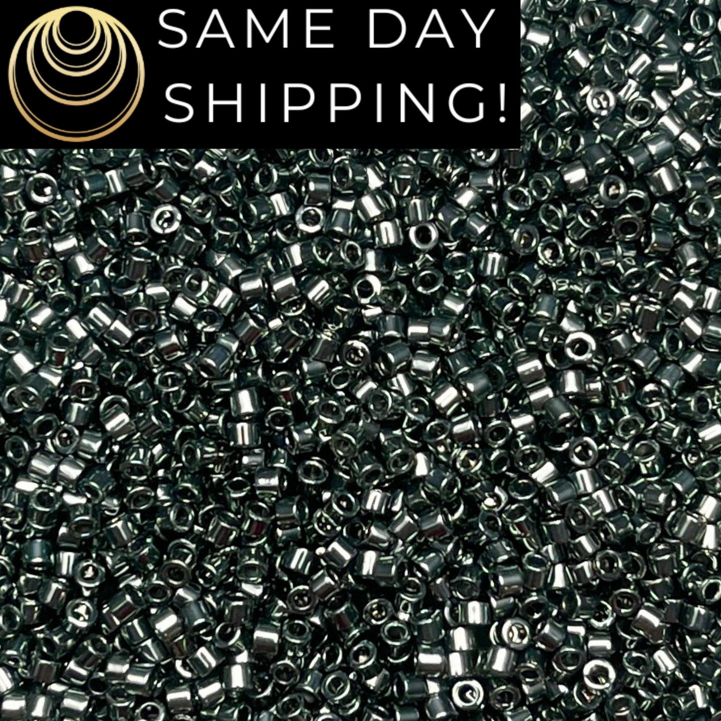 DB457 Same Day Shipping! 1 Gram-20 Grams Miyuki 11/0 Delica Beads Galvanized Dark Steel Green -Free Container! DB0457 DB-457