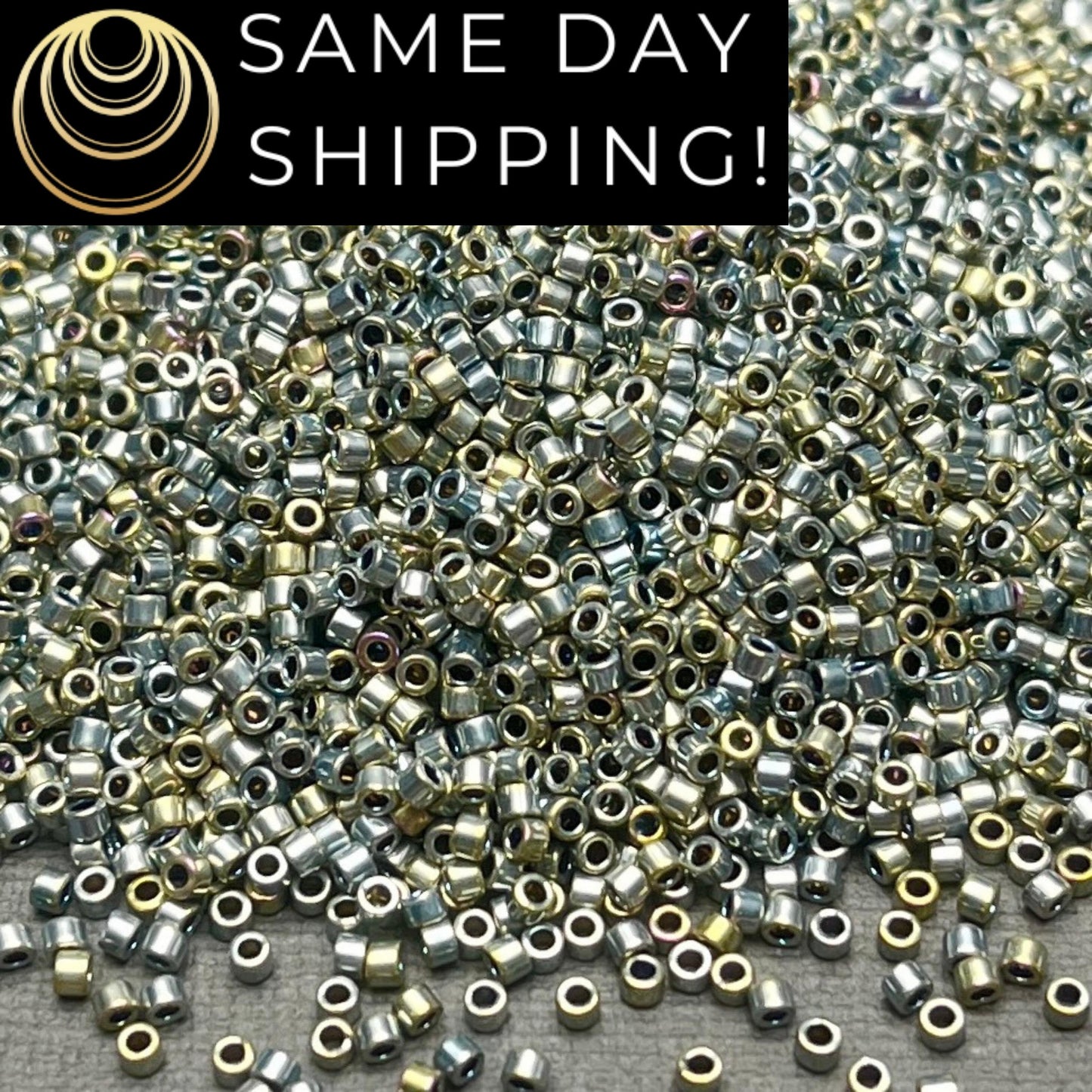 DB546 Same Day Shipping! 1 Gram -20 Grams Miyuki 11/0 Delica Beads Palladium Plated Silver Gold Iris AB-Free Container! DB0546 DB-546