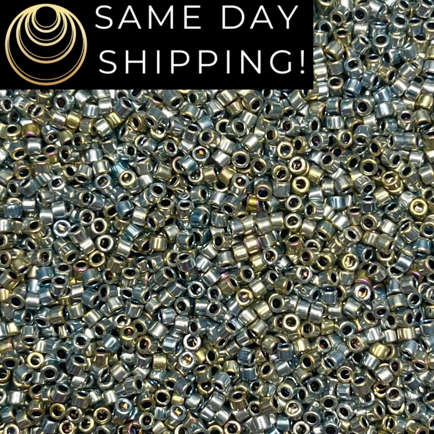 DB546 Same Day Shipping! 1 Gram -20 Grams Miyuki 11/0 Delica Beads Palladium Plated Silver Gold Iris AB-Free Container! DB0546 DB-546