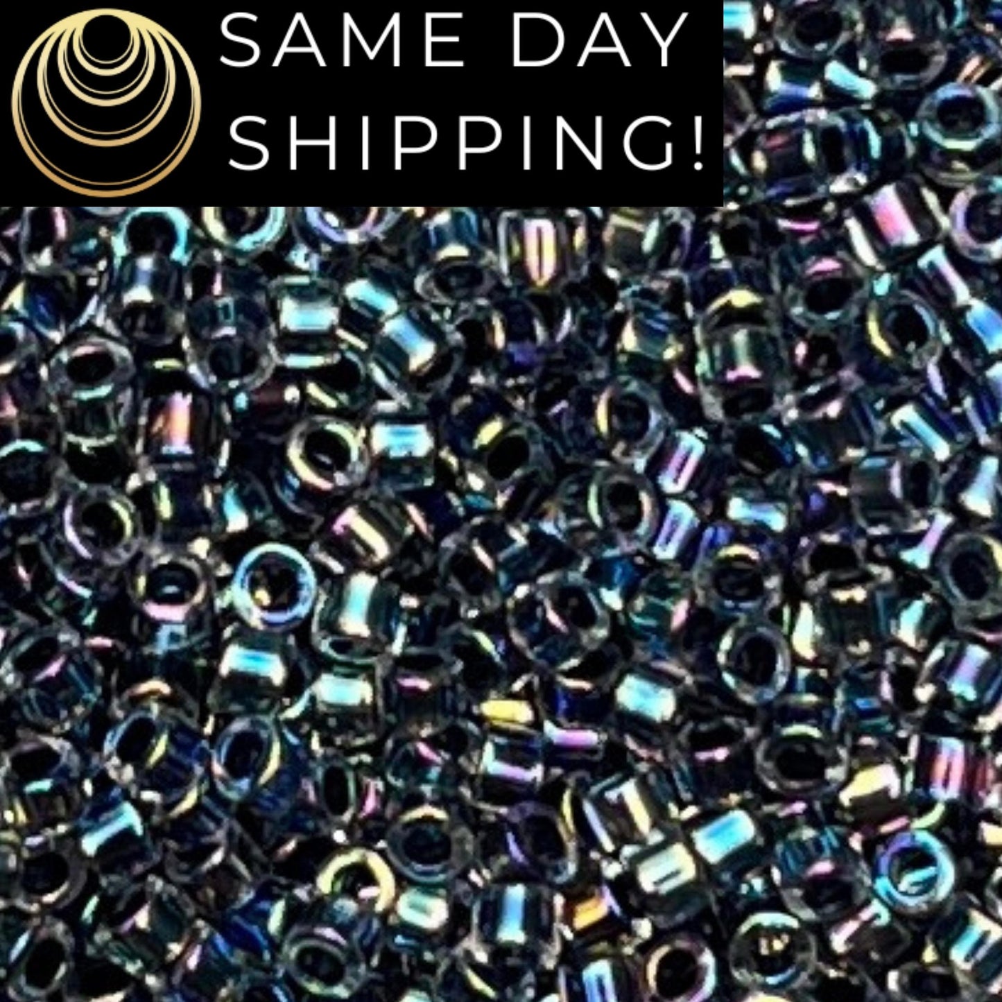 DB086 (1 gram-20 grams) Miyuki Size 11/0 Delica Beads Noir Lined Crystal AB-Free Container! Same Day Shipping!