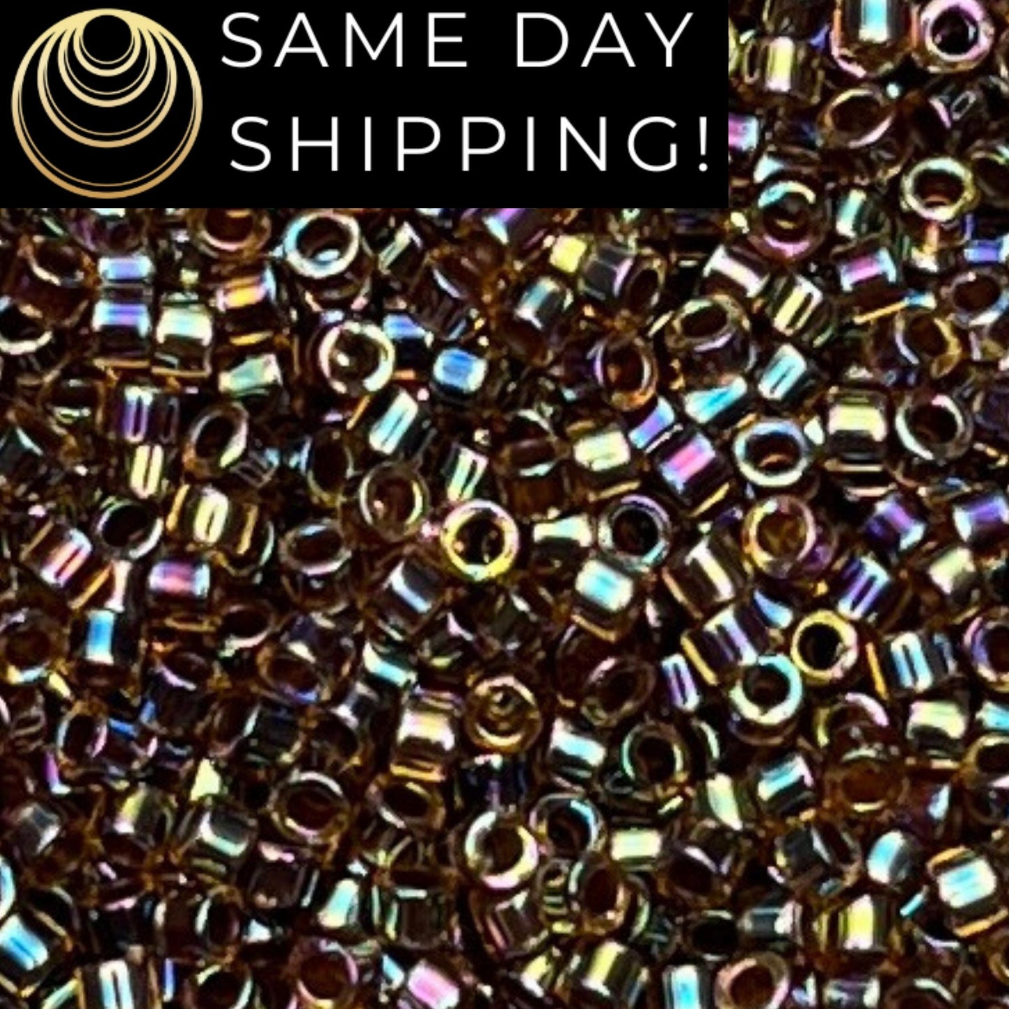 DB087 (1 gram-20 grams) Miyuki Size 11/0 Delica Beads Root Beer Lined Light Topaz AB-Free Container! Same Day Shipping!