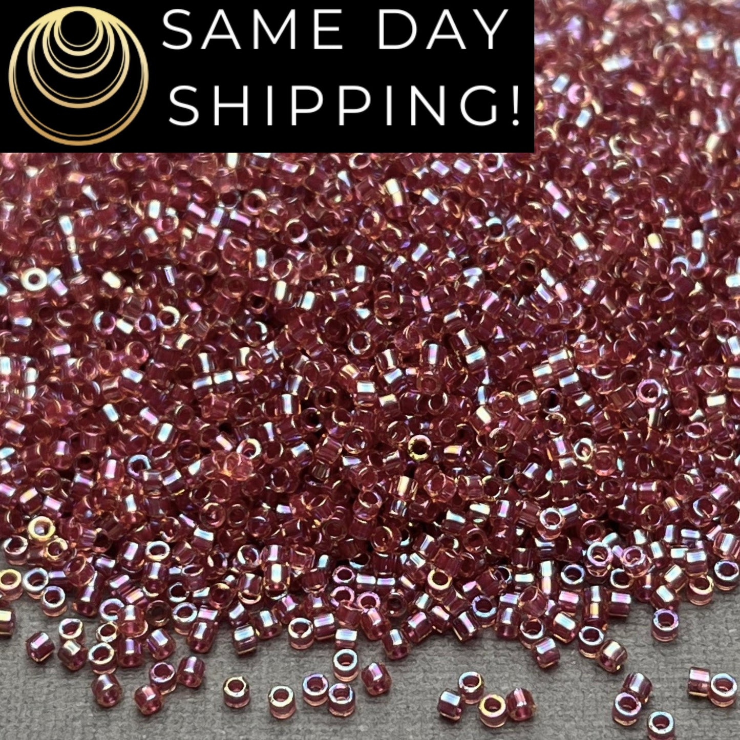 DB088 (1 gram-20 grams) Miyuki Size 11/0 Delica Beads Berry Lined Light Topaz AB-Free Container! Same Day Shipping!