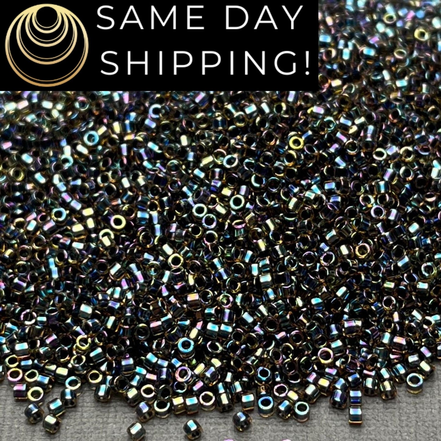 DB089 (1 gram-20 grams) Miyuki Size 11/0 Delica Beads Blue Lined Light Topaz AB-Free Container! Same Day Shipping!