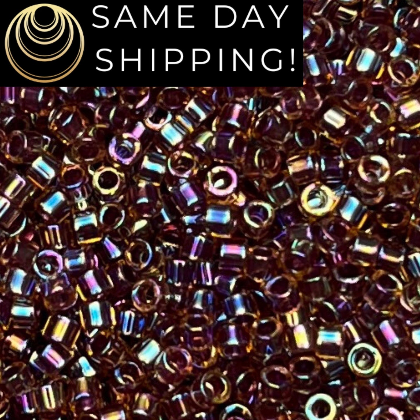 DB091 (1 gram-20 grams) Miyuki Size 11/0 Delica Beads Cranberry Lined Light Topaz AB-Free Container! Same Day Shipping!