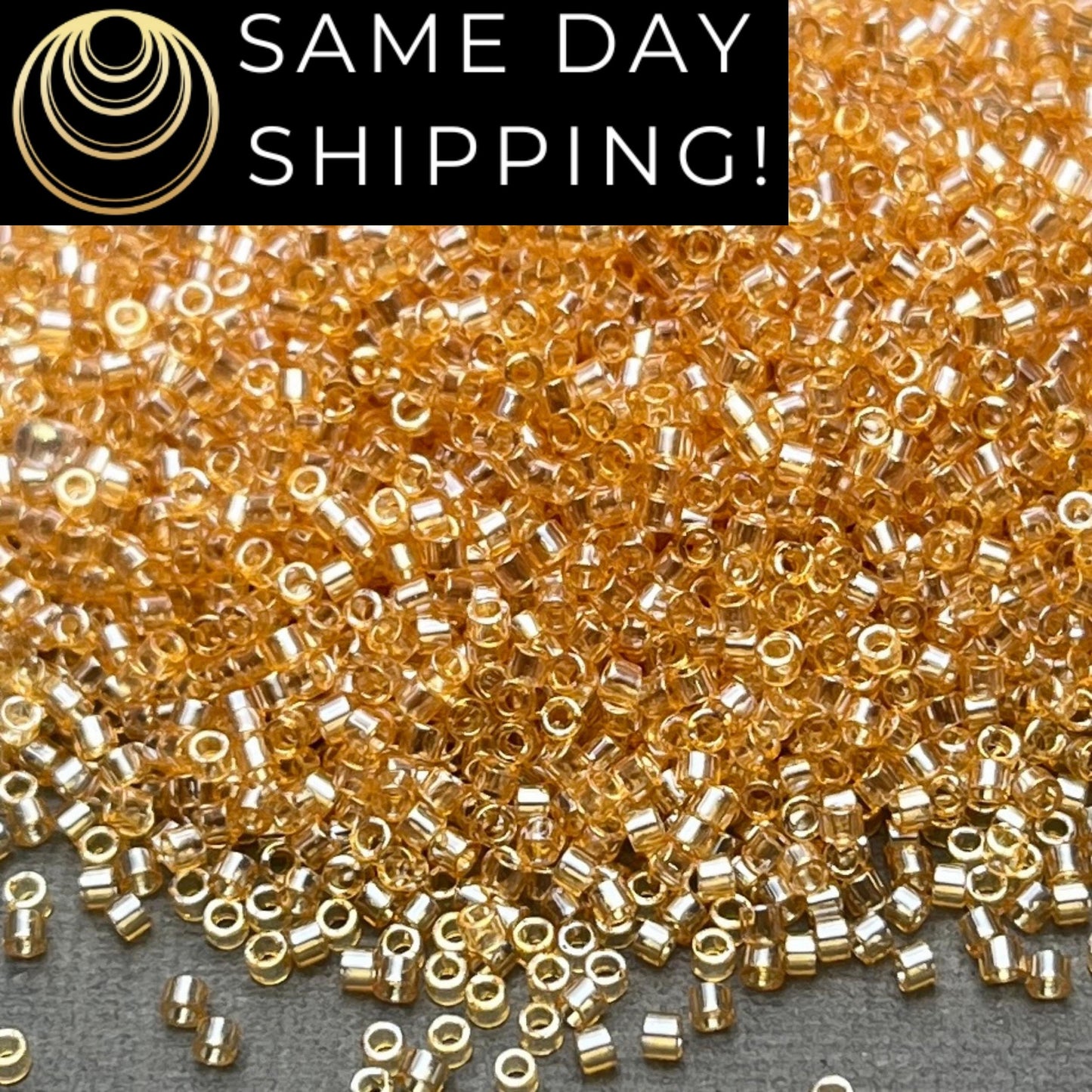 DB099 (1 gram-20 grams) Miyuki Size 11/0 Delica Beads Transparent Light Topaz Luster-Free Container! Same Day Shipping!