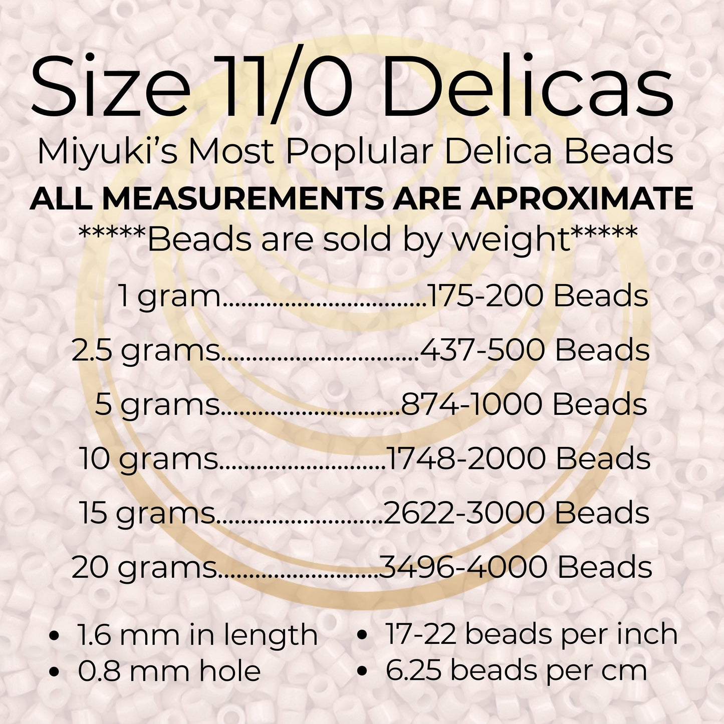 DB2524 (1 gram-20 grams) Miyuki Size 11/0 Delica Beads 24 kt Gold Lined Champagne-Free Container! Same Day Shipping!