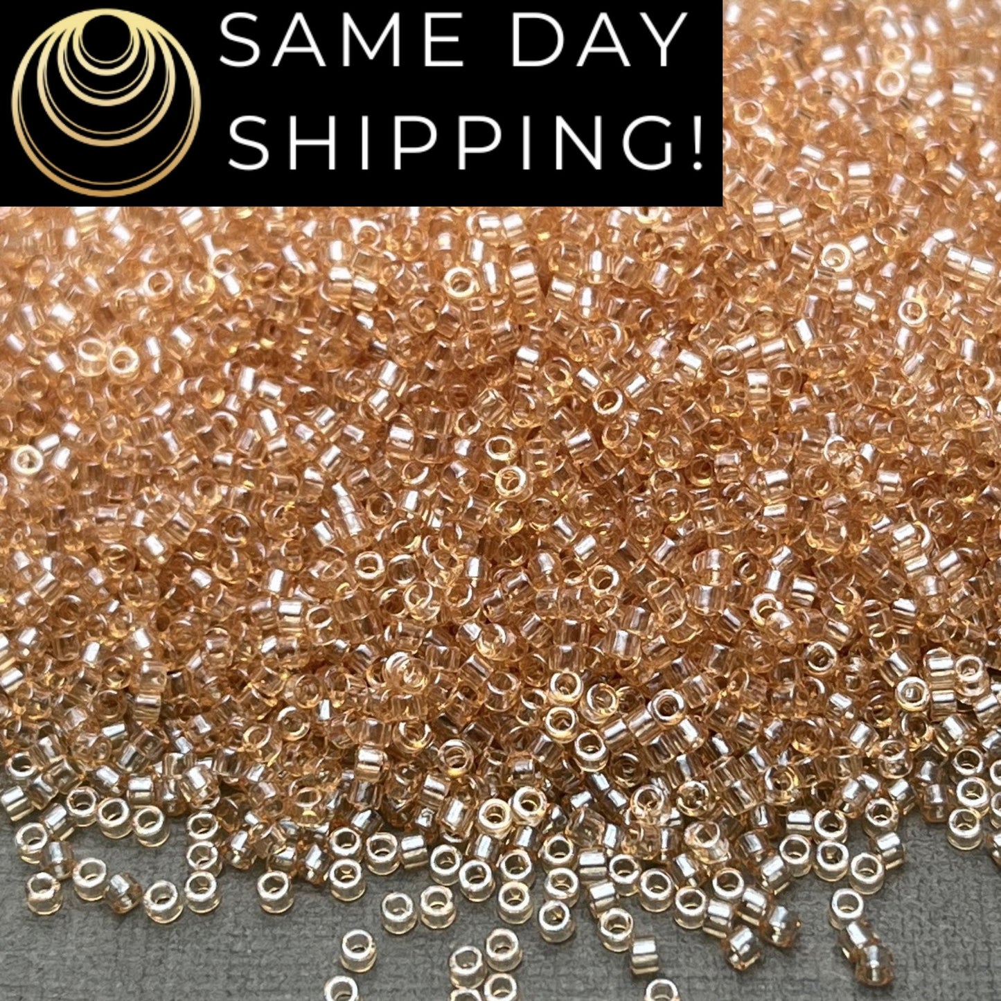 DB101 (1 gram-20 grams) Miyuki Size 11/0 Delica Beads Transparent Light Smoky Topaz Gold Luster-Free Container! Same Day Shipping!