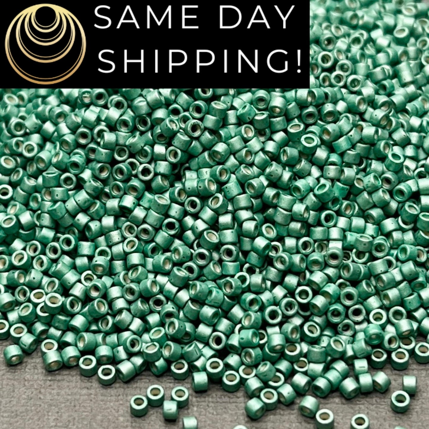 DB1171 (1 gram-20 grams) Miyuki Size 11/0 Delica Beads Galvanized Matte Dark Mint Green-Free Container! Same Day Shipping!