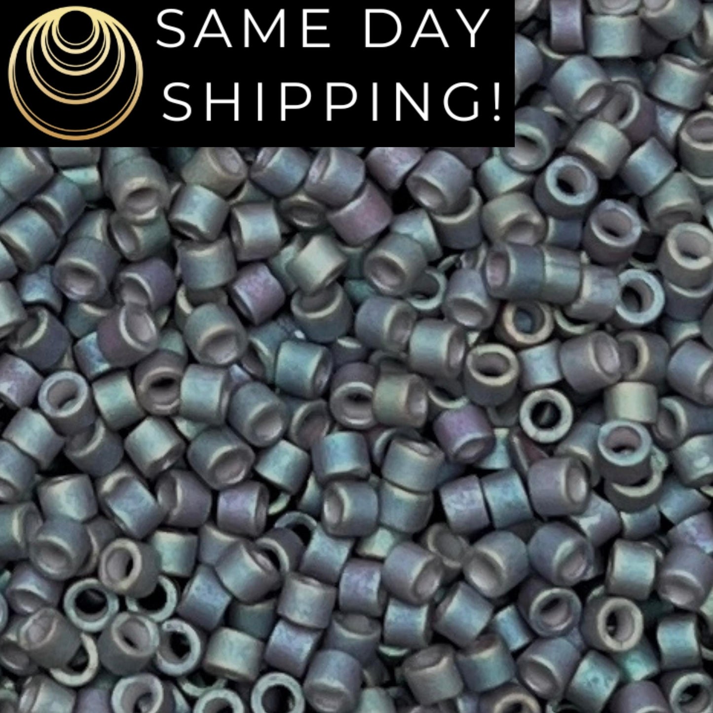 DB1063 (1 gram-20 grams) Miyuki Size 11/0 Delica Beads Metallic Blue Slate Gold Iris-Free Container! Same Day Shipping!