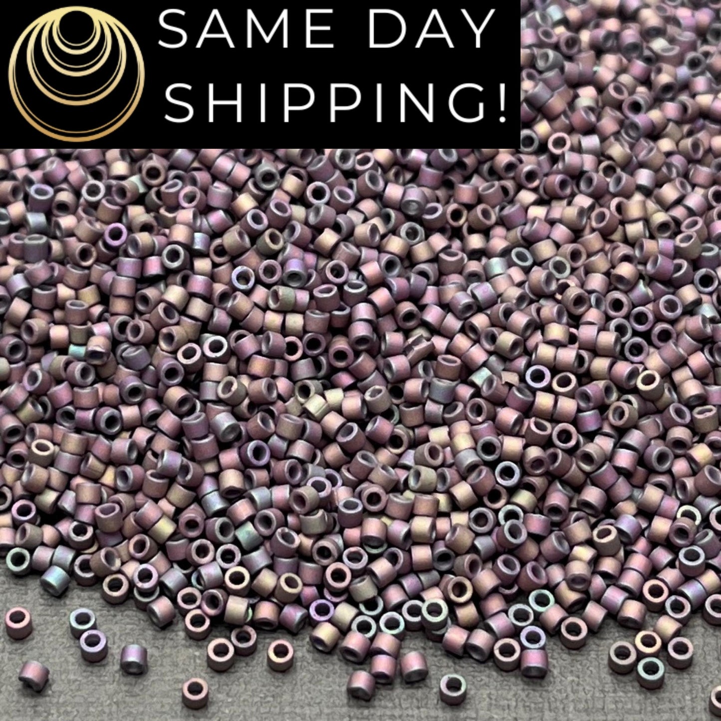 DB1067 (1 gram-20 grams) Miyuki Size 11/0 Delica Beads Metallic Thistle Gold Iris-Free Container! Same Day Shipping!
