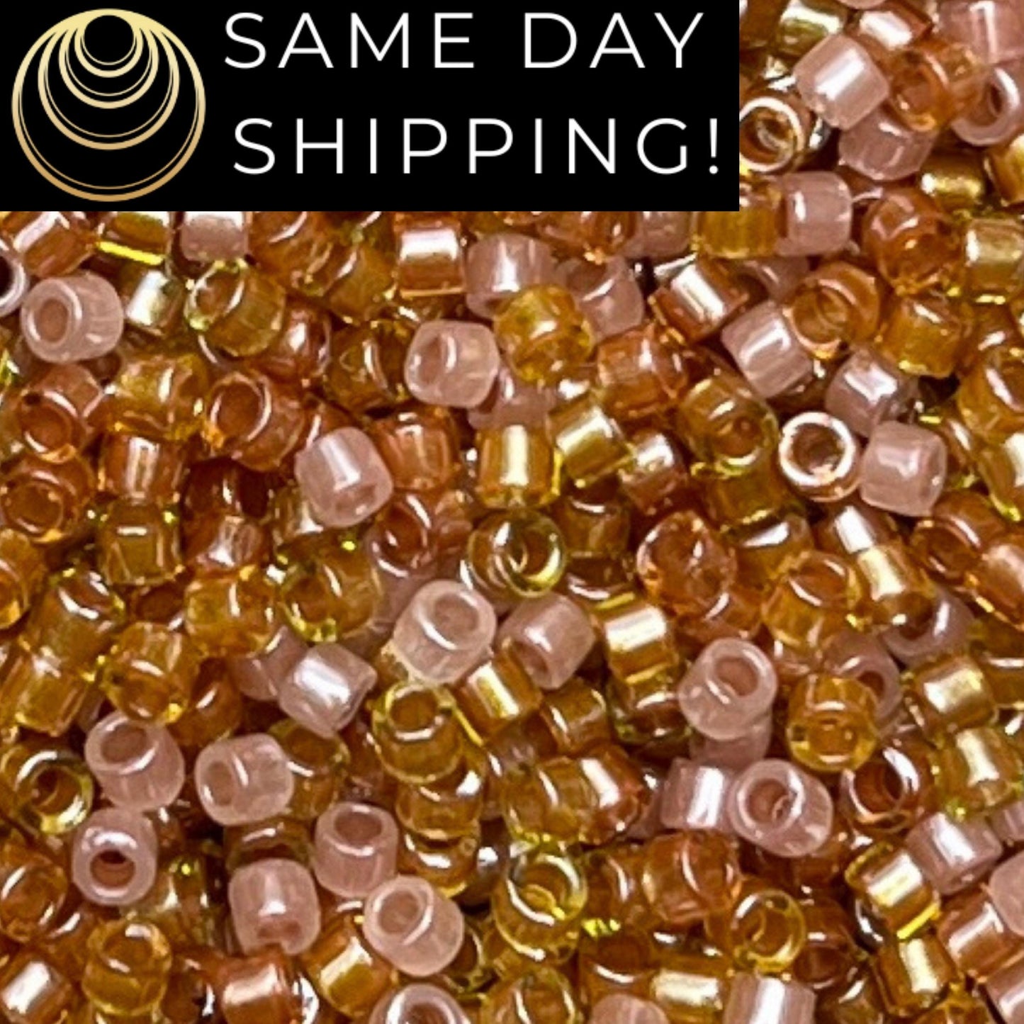 DB987 (1 gram-20 grams) Miyuki Size 11/0 Delica Beads-Free Container! Same Day Shipping! Pink Gold Mix