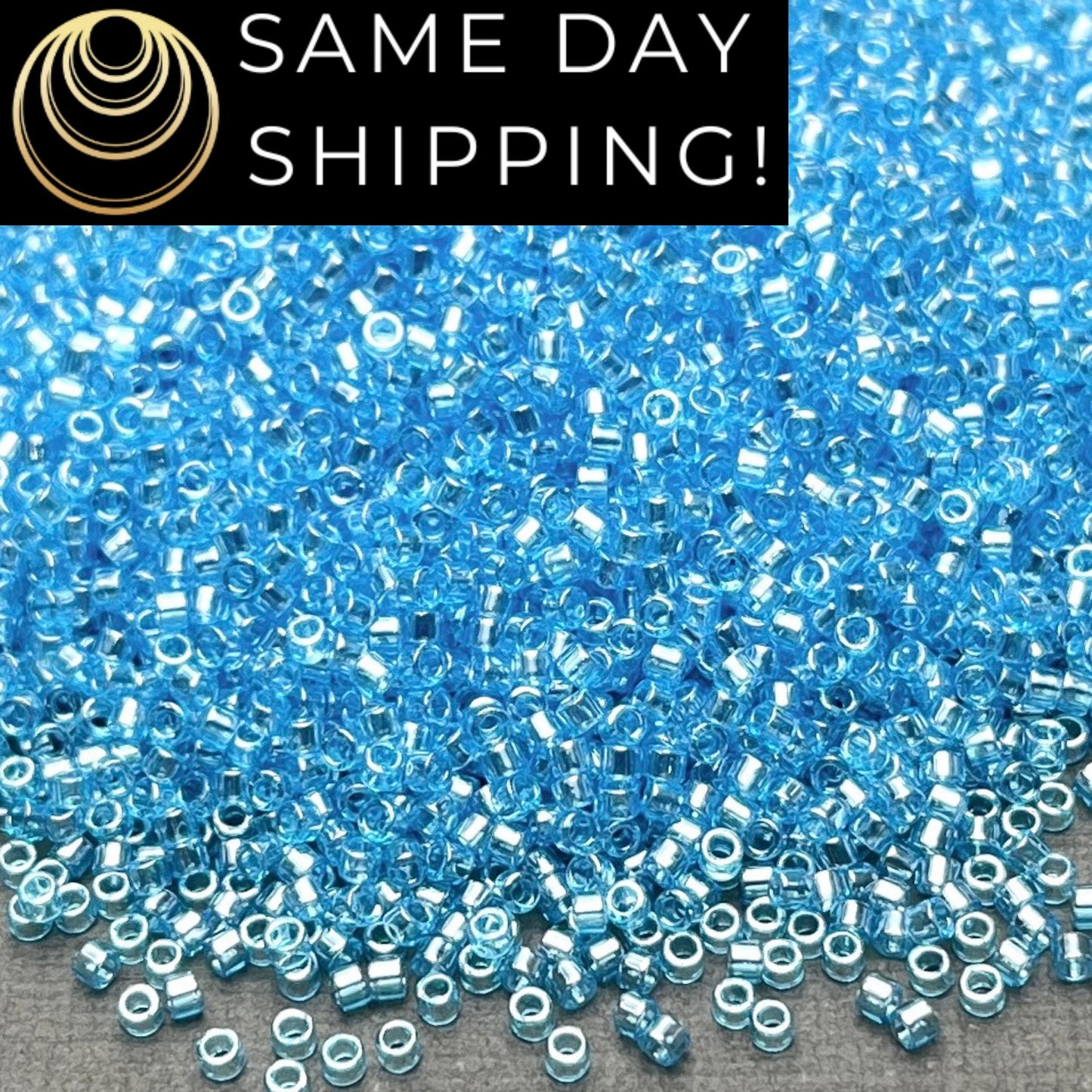 DB1229 (1 gram-20 grams) Miyuki Size 11/0 Delica Beads Transparent Ocean Blue Luster-Free Container! Same Day Shipping!